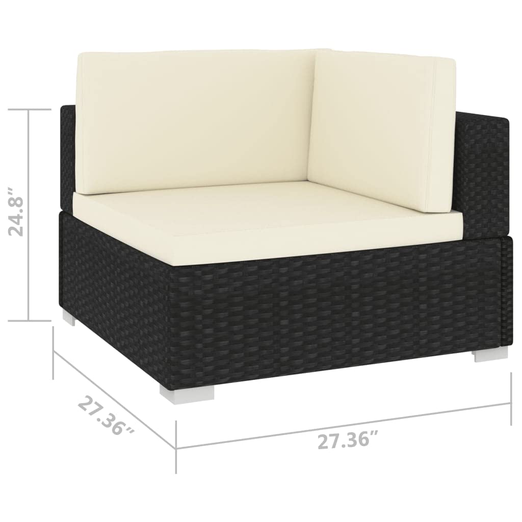 Outdoor Patio Furniture Set - 2-Piece Black Poly Rattan Sectional Sofa with Cushions for Garden, Deck & Backyard Relaxation | Weather-Resistant Outdoor Dining & Conversation Set