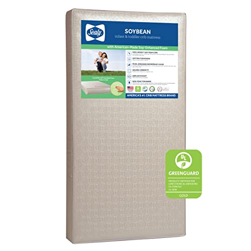 Sealy Soybean Foam-Core Toddler & Baby Crib Mattress - Breathable, Hypoallergenic, Waterproof - Perfect for Nursery, Daycare & Travel Use