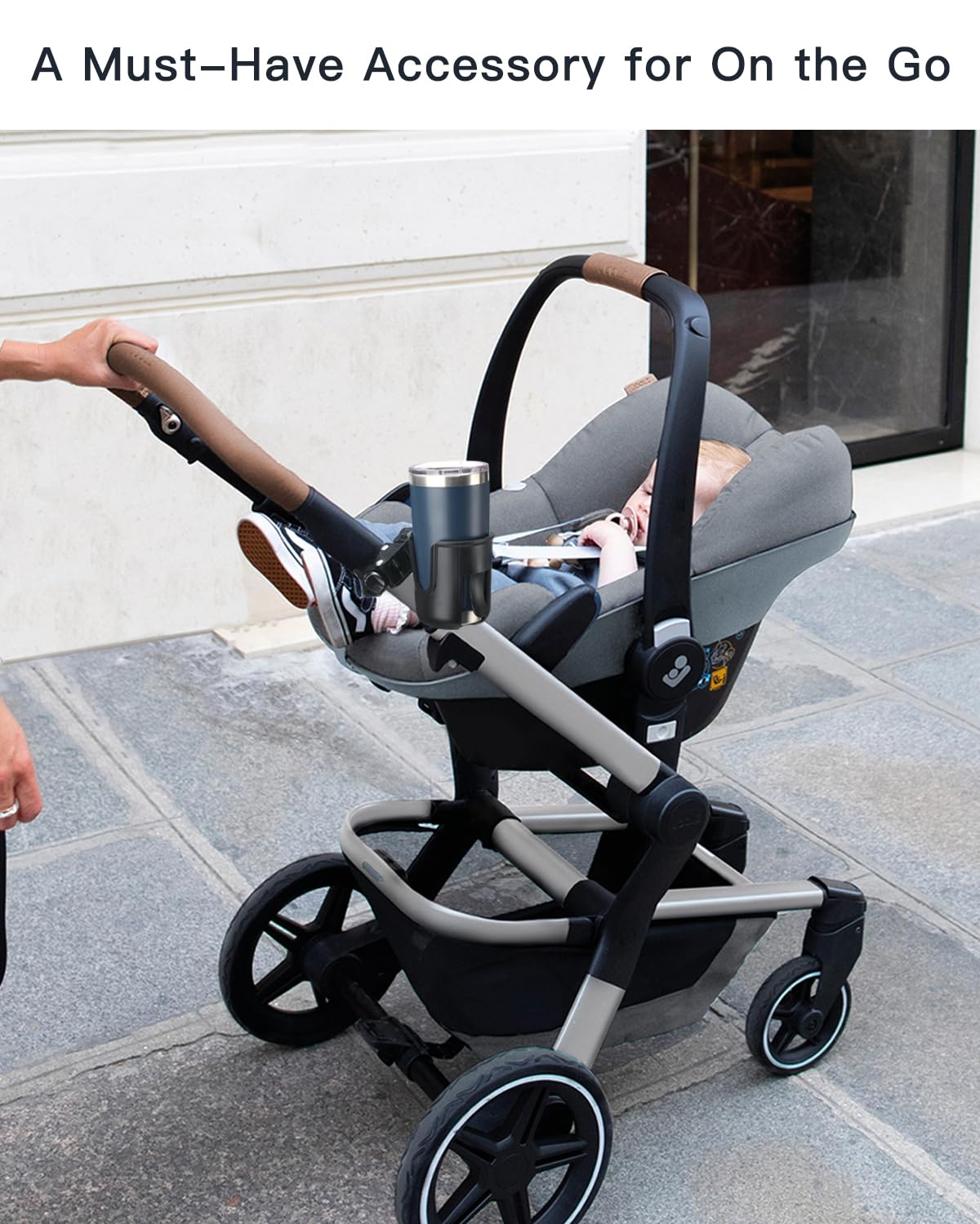 Joolz Stroller Cup Holder - Adjustable Universal Stroller Accessory for Most Drink Cups (Black) - Perfect for Coffee, Water Bottles & Snacks on the Go