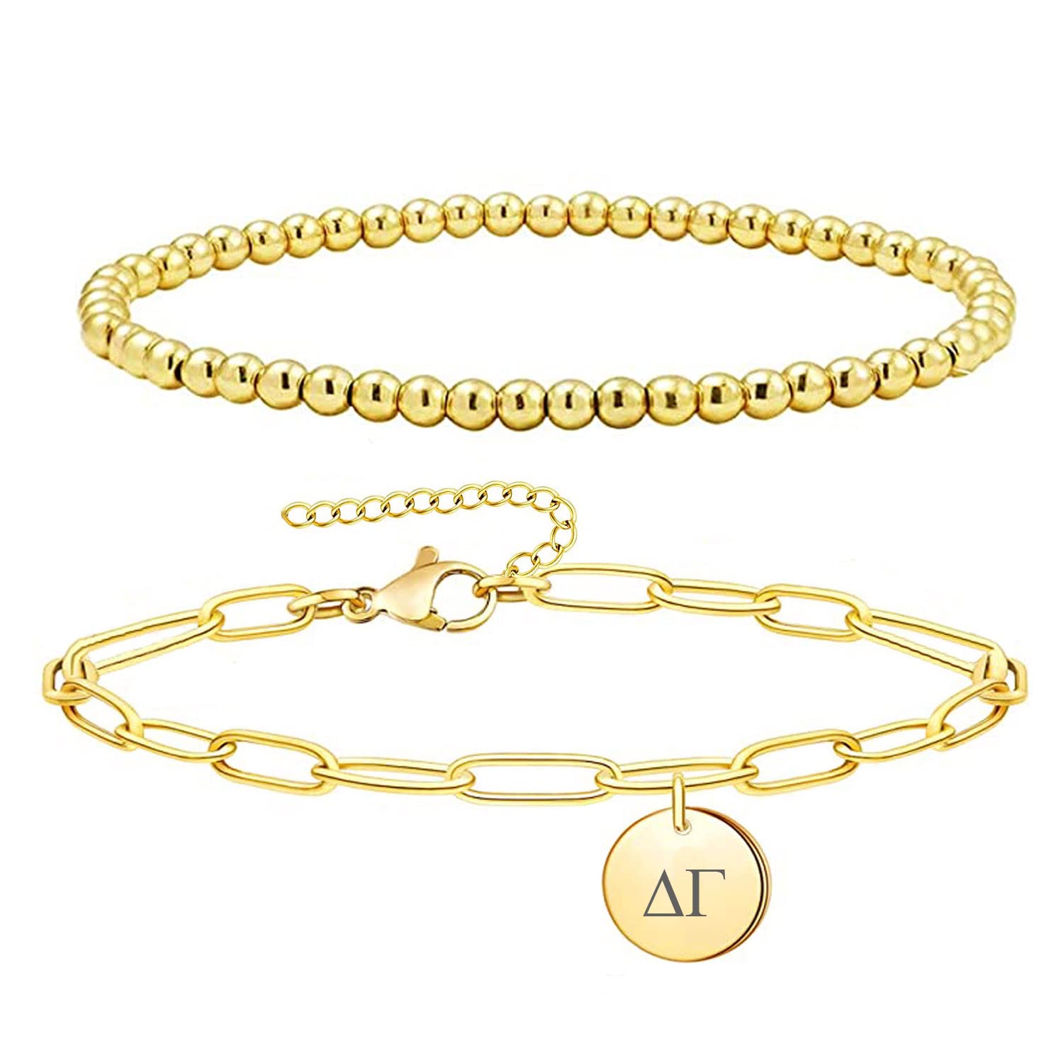 Delta Gamma Sorority Bracelet - Beaded & Paper Clip Style Greek Letter Jewelry for Sisterhood, College Events, and Gifts