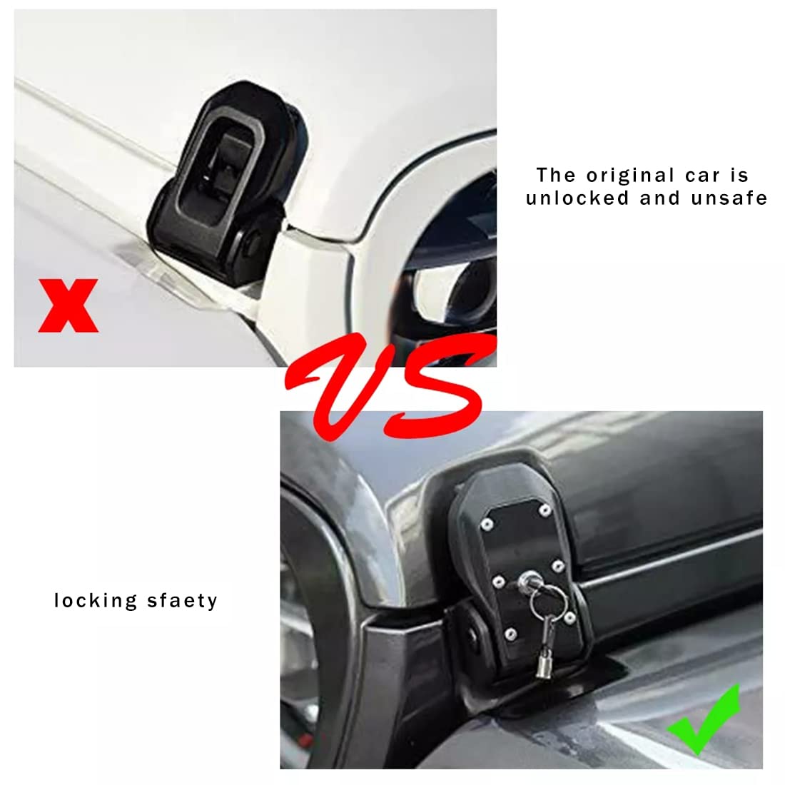 Jeep Hood Latches JL OEM Original Anti-Theft Hood Locking Catch Latch Kit with 4 Keys for 2018-2023 Jeep Wrangler JL & Gladiator JT (1 Pair) - Secure Your Off-Road Adventure Accessories