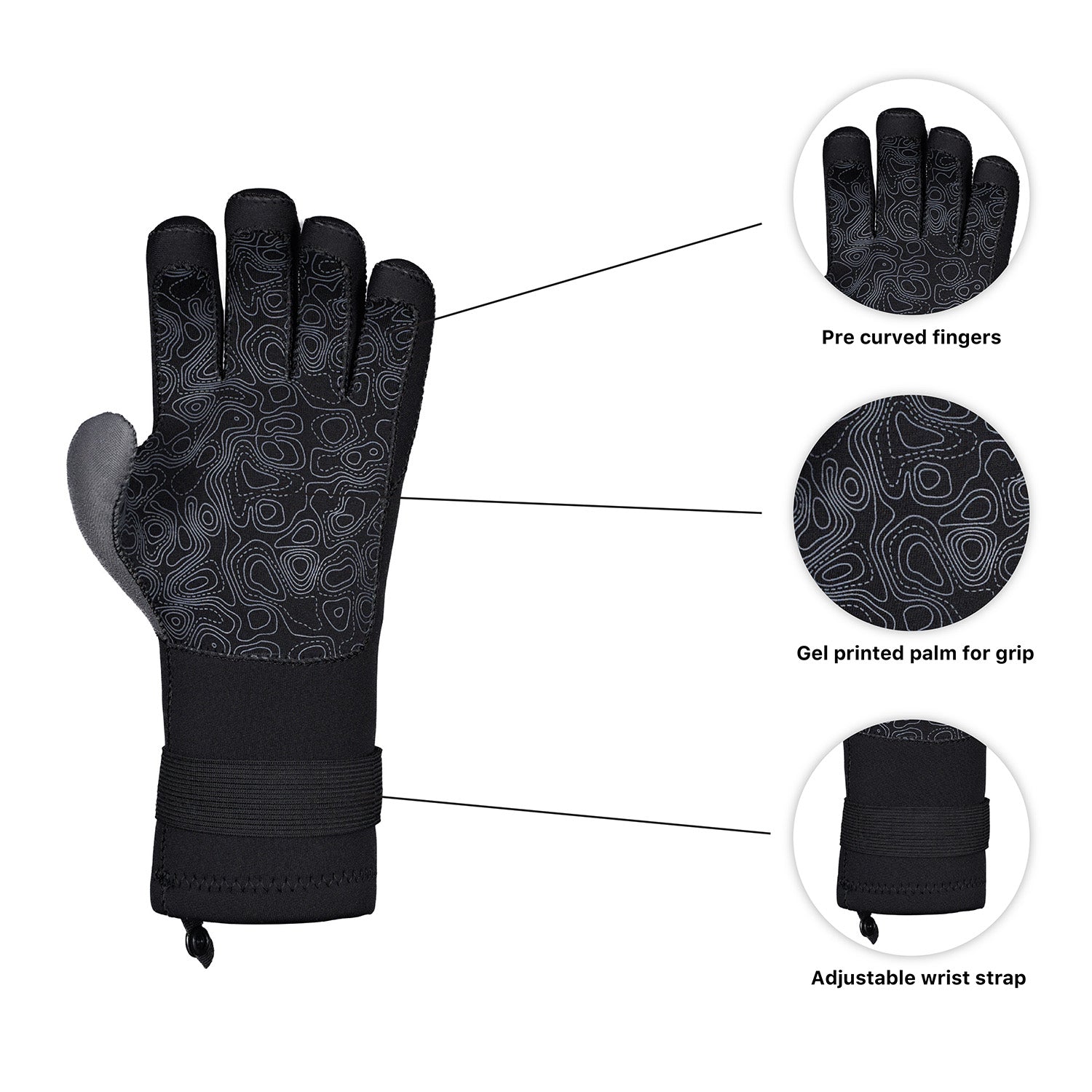 Level Six Granite 3mm Neoprene Paddling Gloves - Waterproof & Durable for Kayaking, Canoeing, and Stand Up Paddleboarding