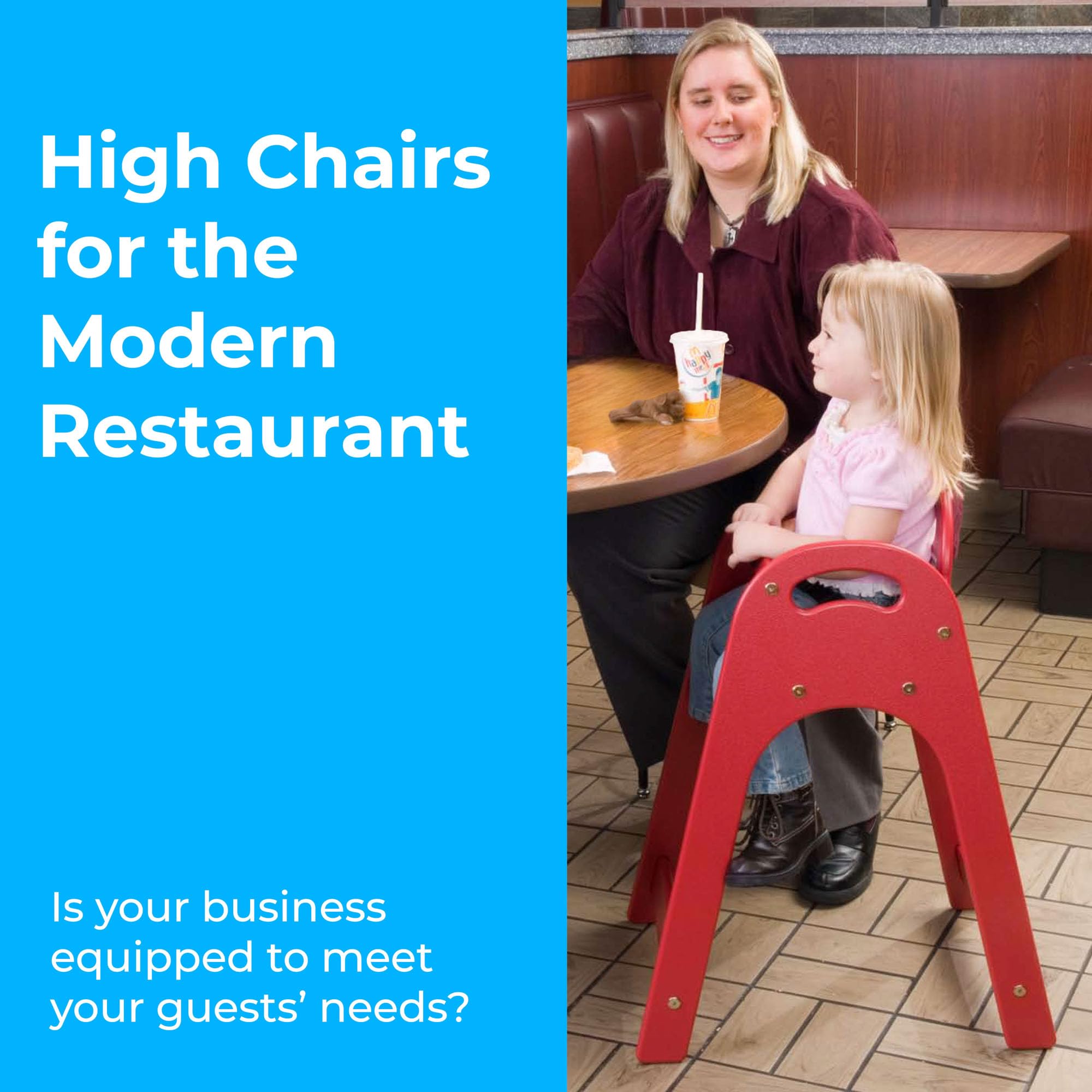 Koala Kare KB105-03 Designer High Chair for Babies & Toddlers - Red, Adjustable Height, Easy to Clean - Perfect for Home, Restaurant & Daycare Use