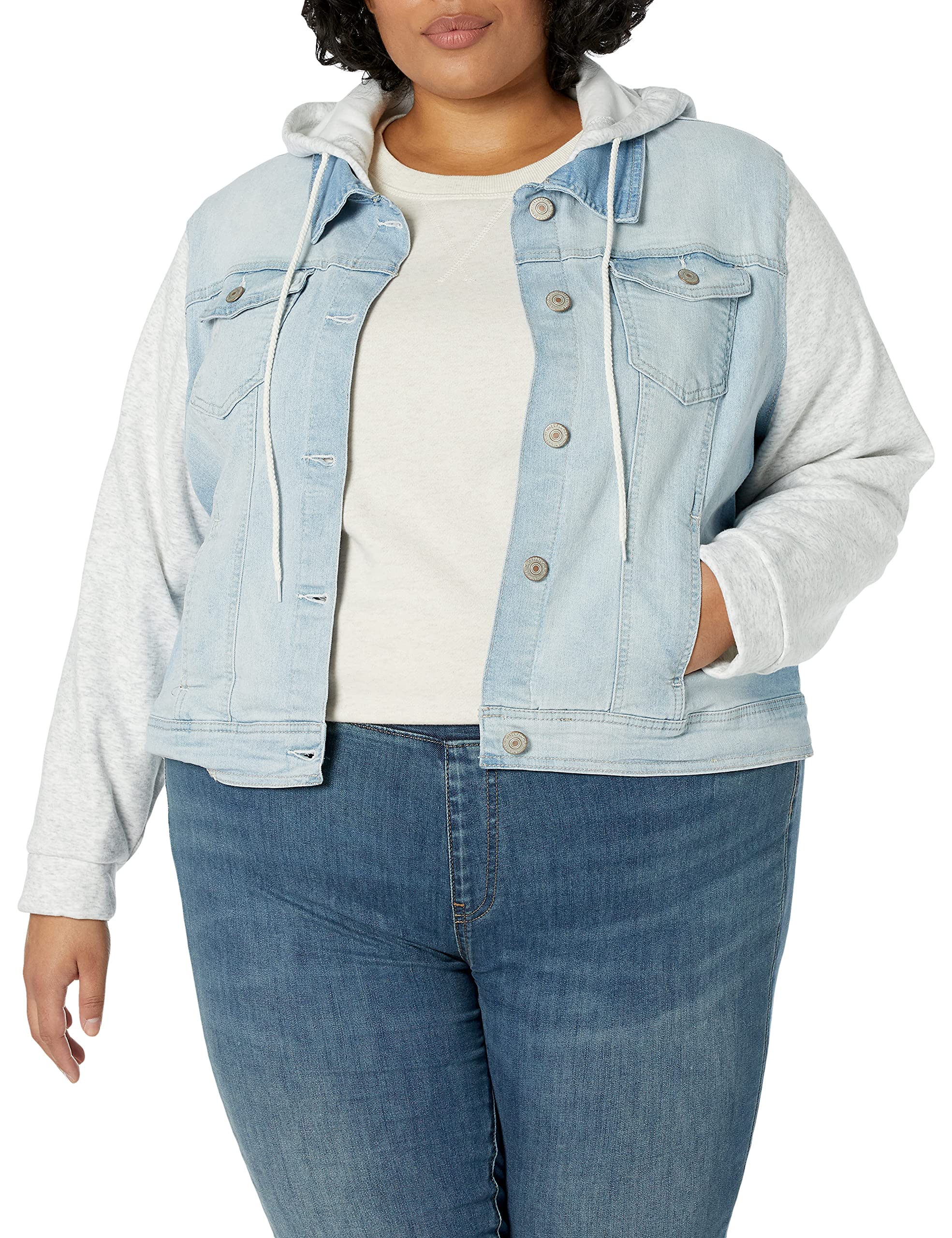 WallFlower Women's Dreamer Denim Jackets for Juniors - Standard & Plus Sizes, Perfect for Casual Outings & Layered Fall Fashion