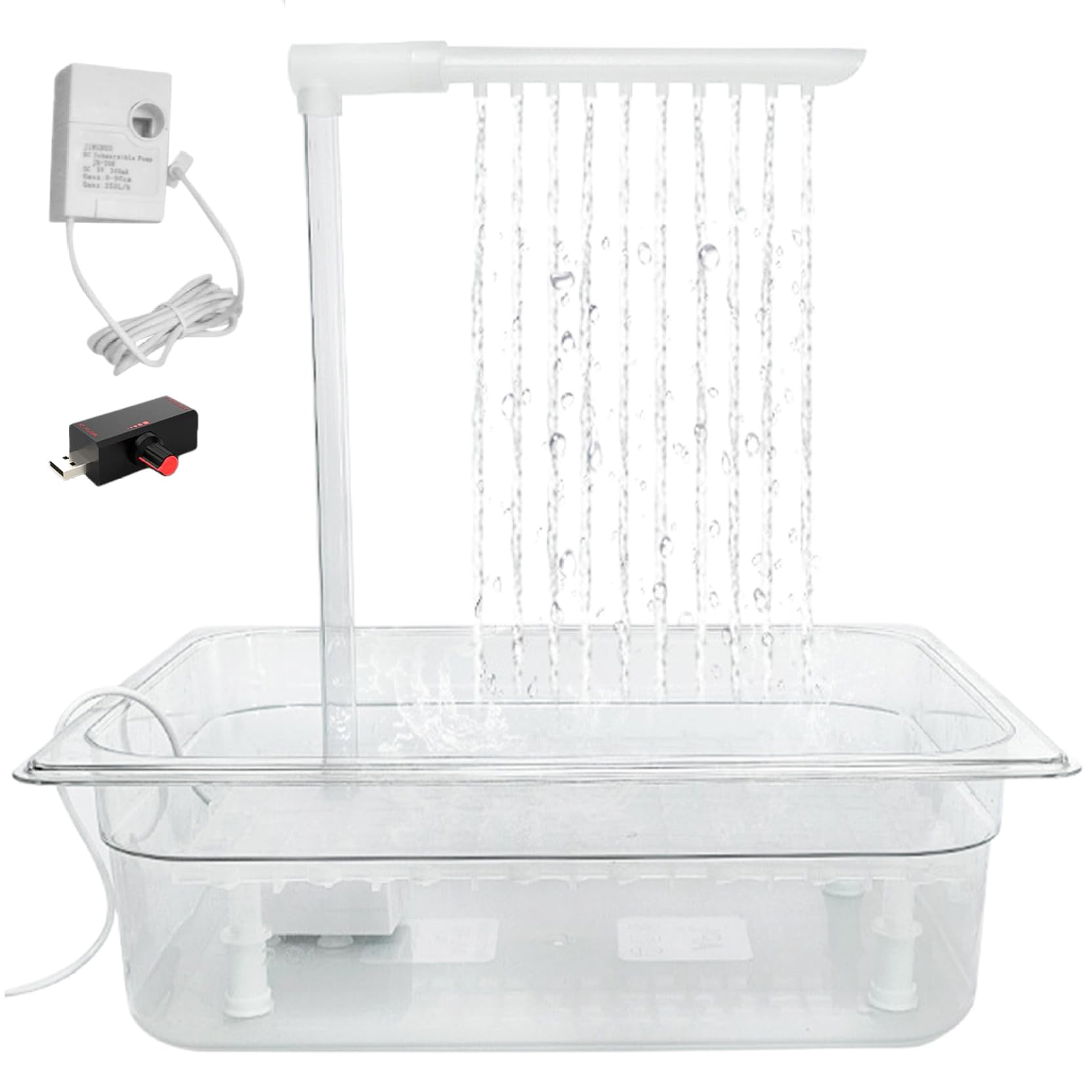 Parrot Bathtub with Shower - Circulating Bird Bath with Controller, Quiet Running Plastic Bird Shower for Indoor & Outdoor Use | Perfect for Bird Cages, Aviaries, and Pet Play Areas