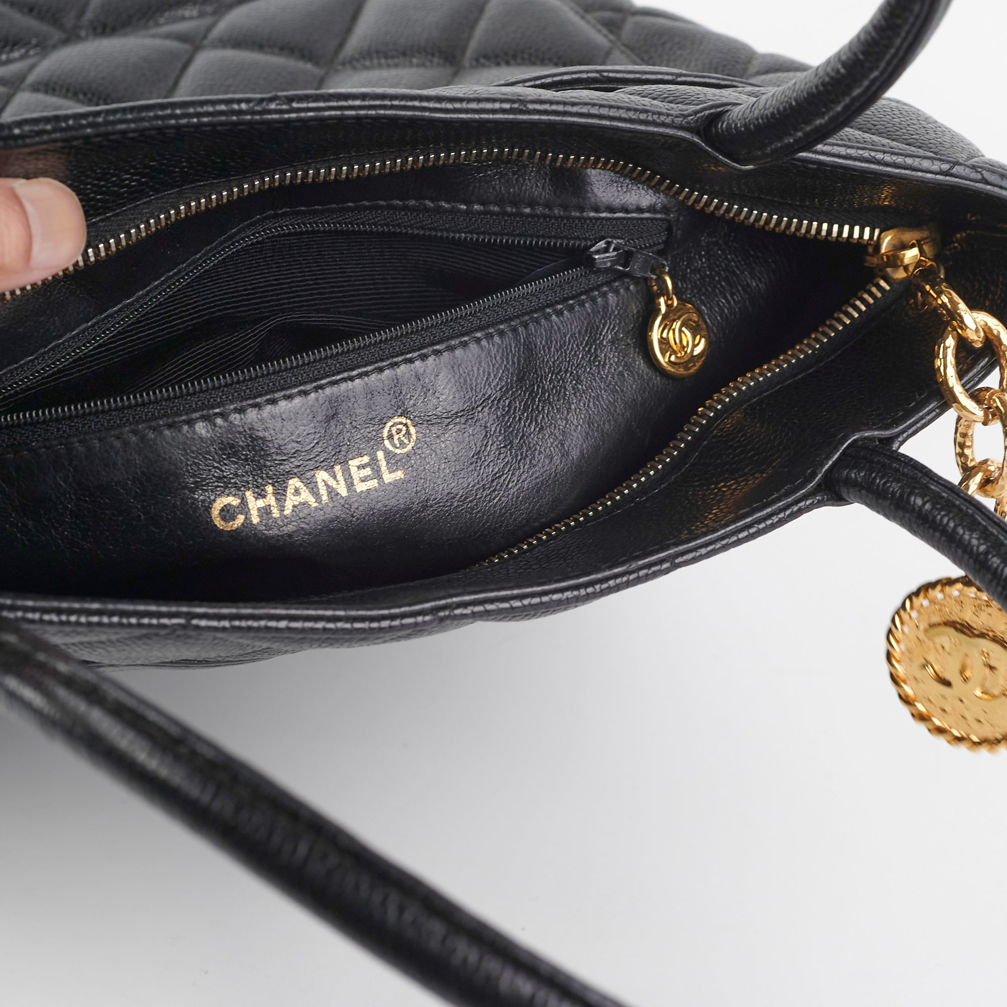 Chanel Mademoiselle Black Caviar Leather Tote Bag for Women - Luxury Designer Handbag for Work, Travel & Everyday Use