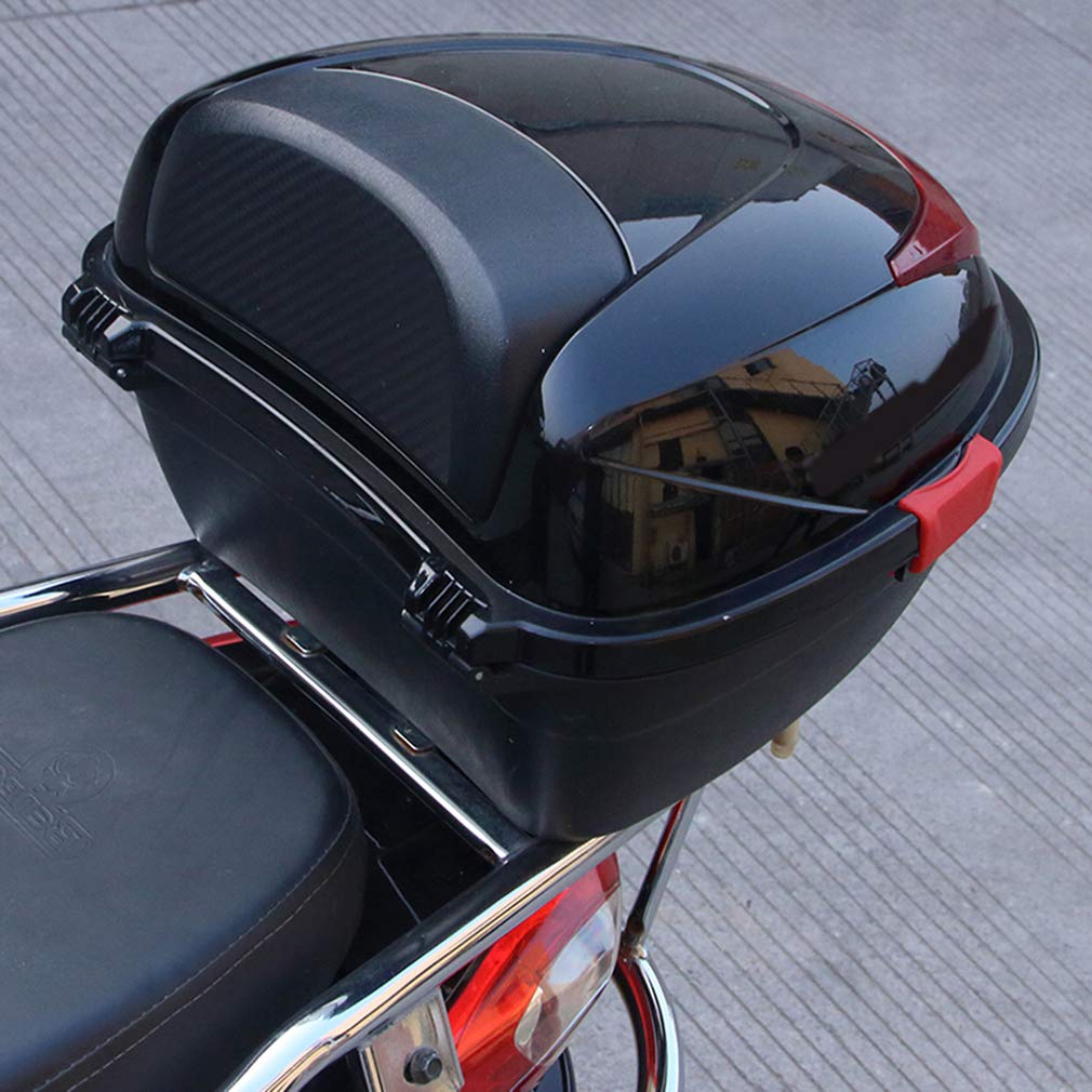 Universal Motorcycle Rear Top Box - 37x32.5x24.5cm Hard Storage Case with Lock for Helmet & Luggage | Waterproof Motorcycle Tail Trunk Carrier for Moped, Scooter & Motorbike | Perfect for Commuting, Travel & Outdoor Adventures