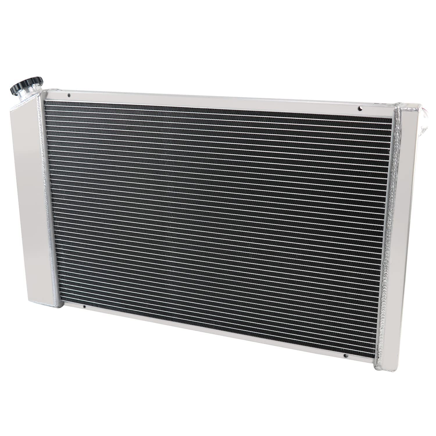 High-Performance Aluminum Radiator for 1970-1988 Chevy GMC C/K Suburban Pickup El Camino Monte Carlo Caprice Malibu Camaro Nova Jimmy Oldsmobile Cutlass Supreme Omega Pontiac - 4 Row Cooling System with Dual 12