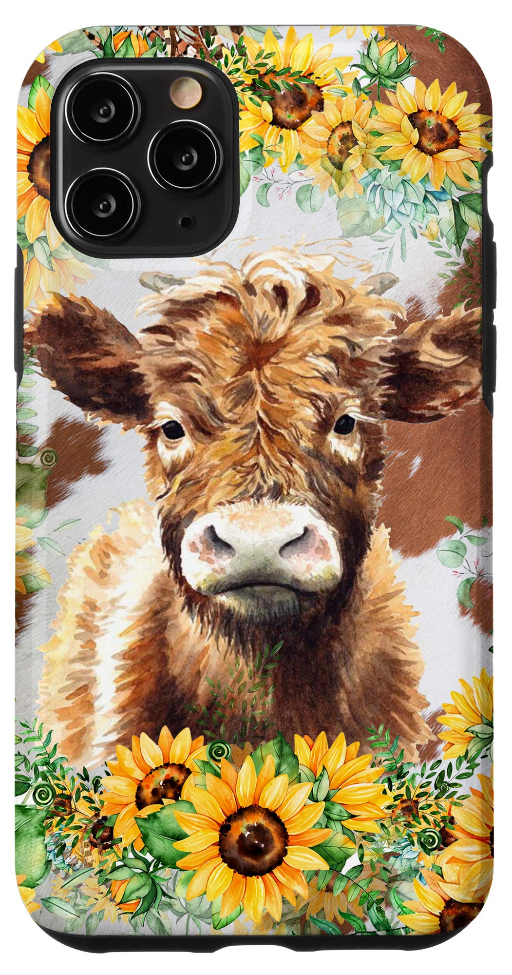 iPhone 11 Pro Case - Sunflower & Cow Print Design for Women, Farmers & Animal Lovers - Perfect for Daily Use, Farm Visits & Outdoor Activities