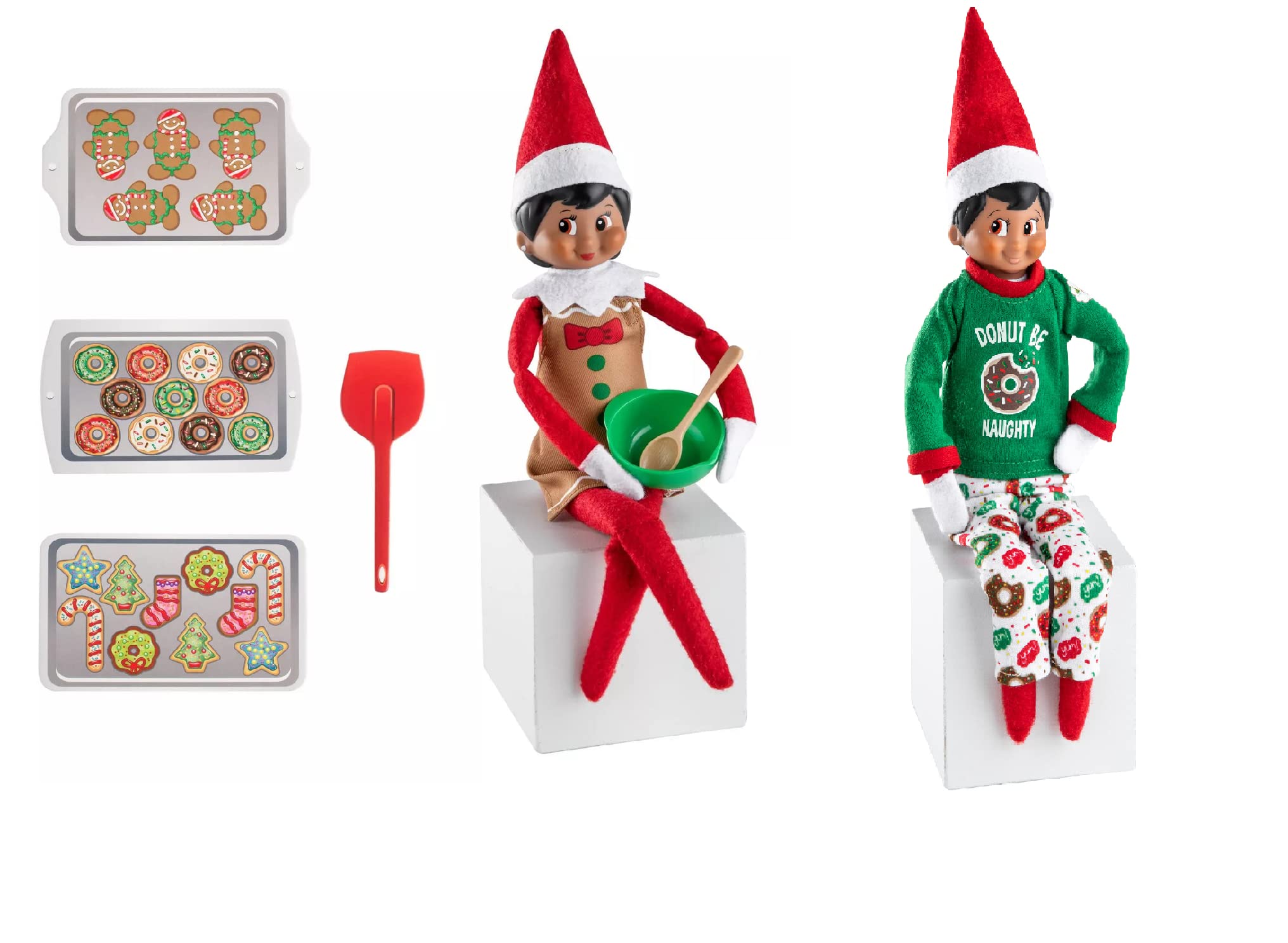 Elf on the Shelf Baker Costume Set - 8-Piece PJ & Baking Kit with Spatula, Apron, Mixing Bowl & Cookie Trays | Perfect for Christmas Elf Pranks, Holiday Dress-Up & Festive Baking Fun