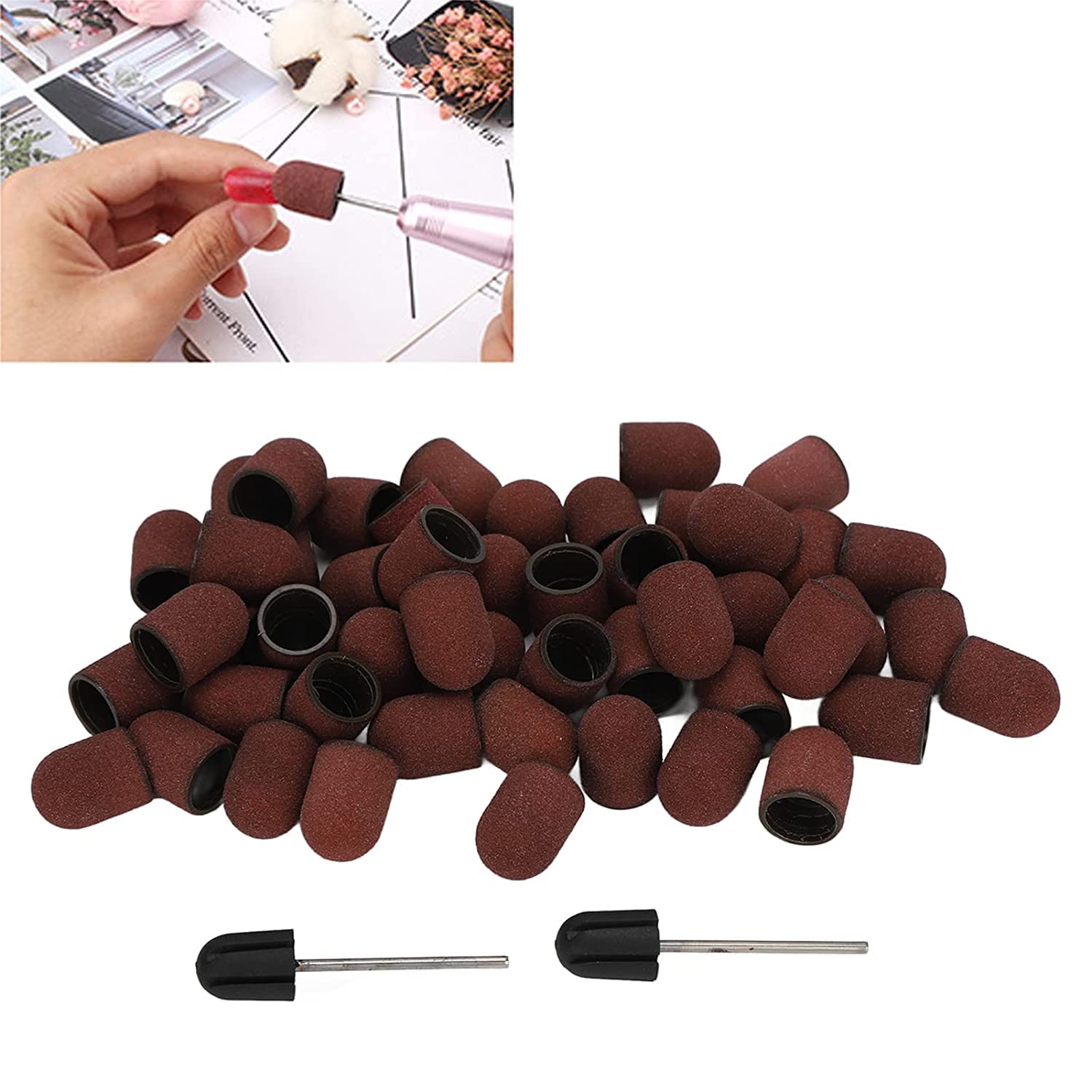 Professional Set of 2 Nail Sanding Drill Bits - Multi-Grit Sanding Heads for Acrylic & Gel Nails - Perfect for Nail Salons, DIY Manicures & Home Nail Care