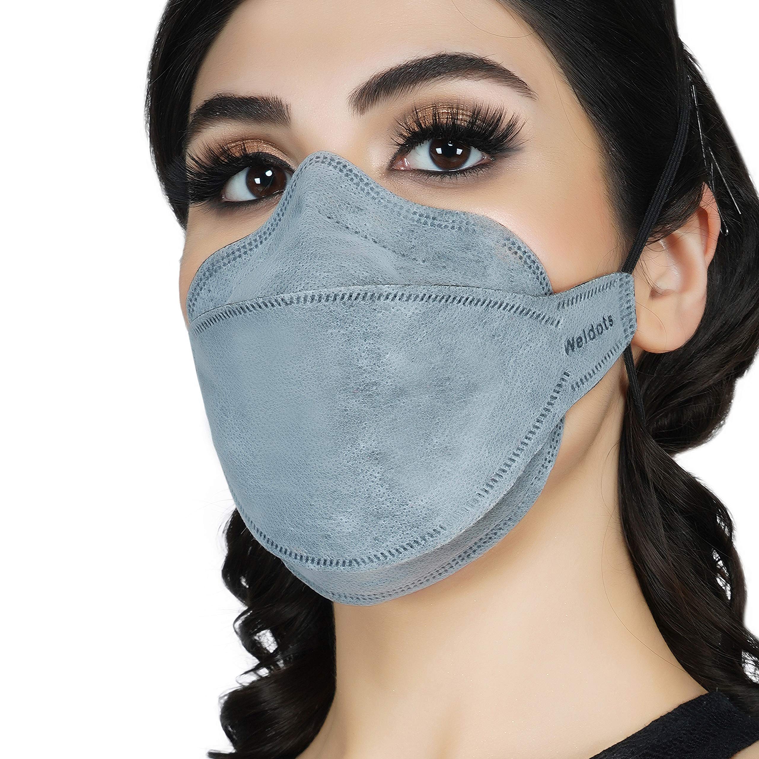 Weldots Premium KF94 Willow Fish Origami Face Mask - 6-Layer Protection with Adjustable Headbands, Dark Grey - Ideal for Outdoor Activities, Travel & Daily Protection