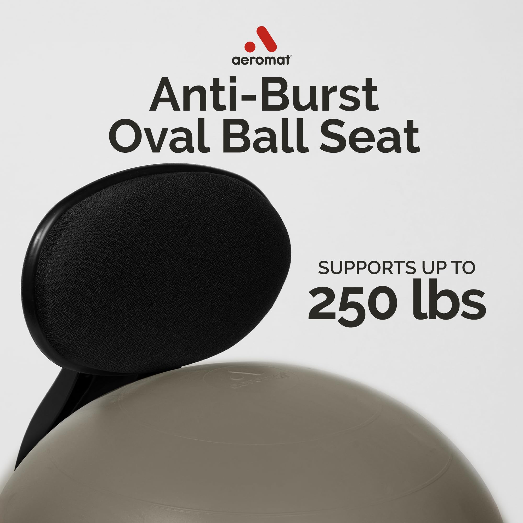 Ergonomic Aeromat Gray Yoga Ball Chair with Back Support - Adjustable Height Exercise Ball Chair for Office & Home, Balance Ball Chair for Adults, Bouncy Stability Ball Seat - Perfect for Desk Work, Home Fitness & Posture Improvement