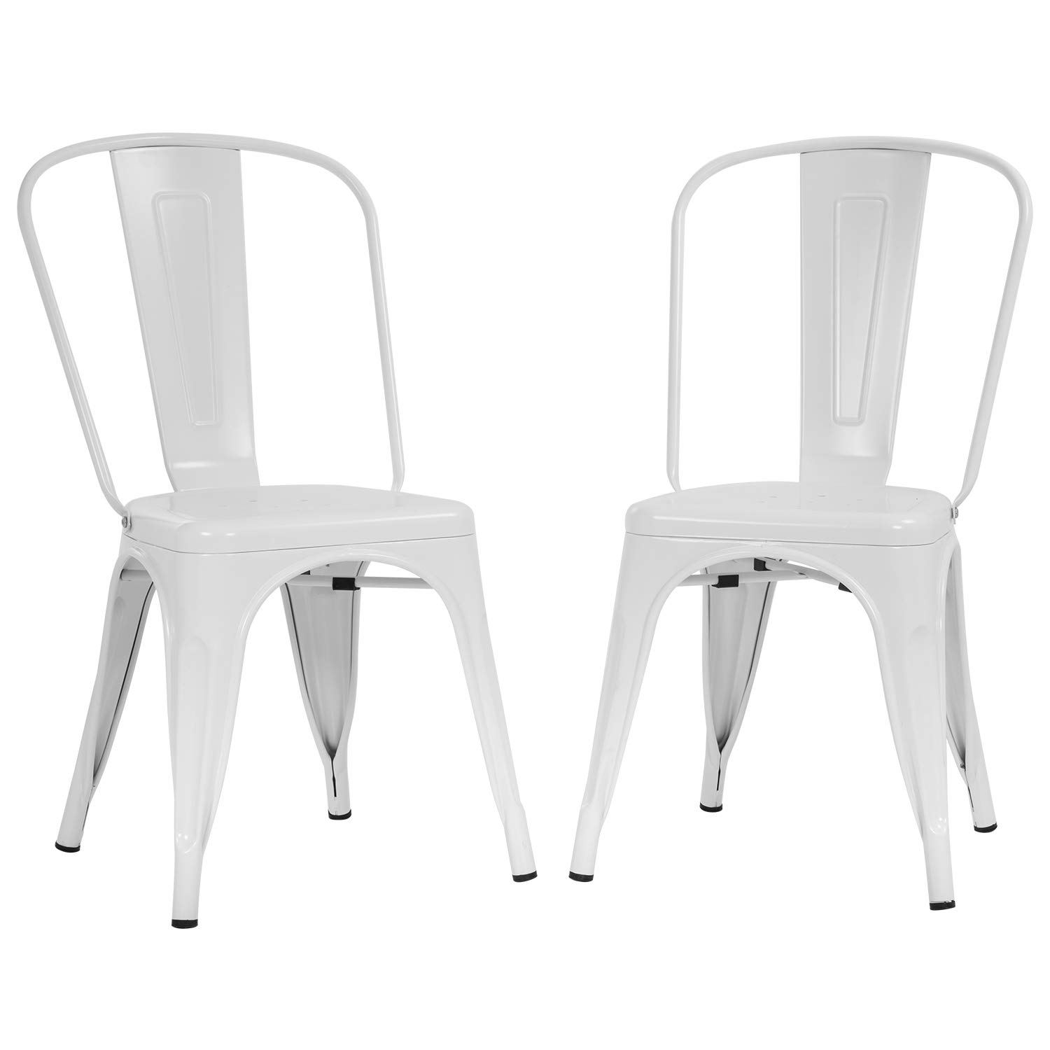FDW Metal Dining Chairs Set of 2 - Indoor/Outdoor Stackable Kitchen & Patio Chairs - 18