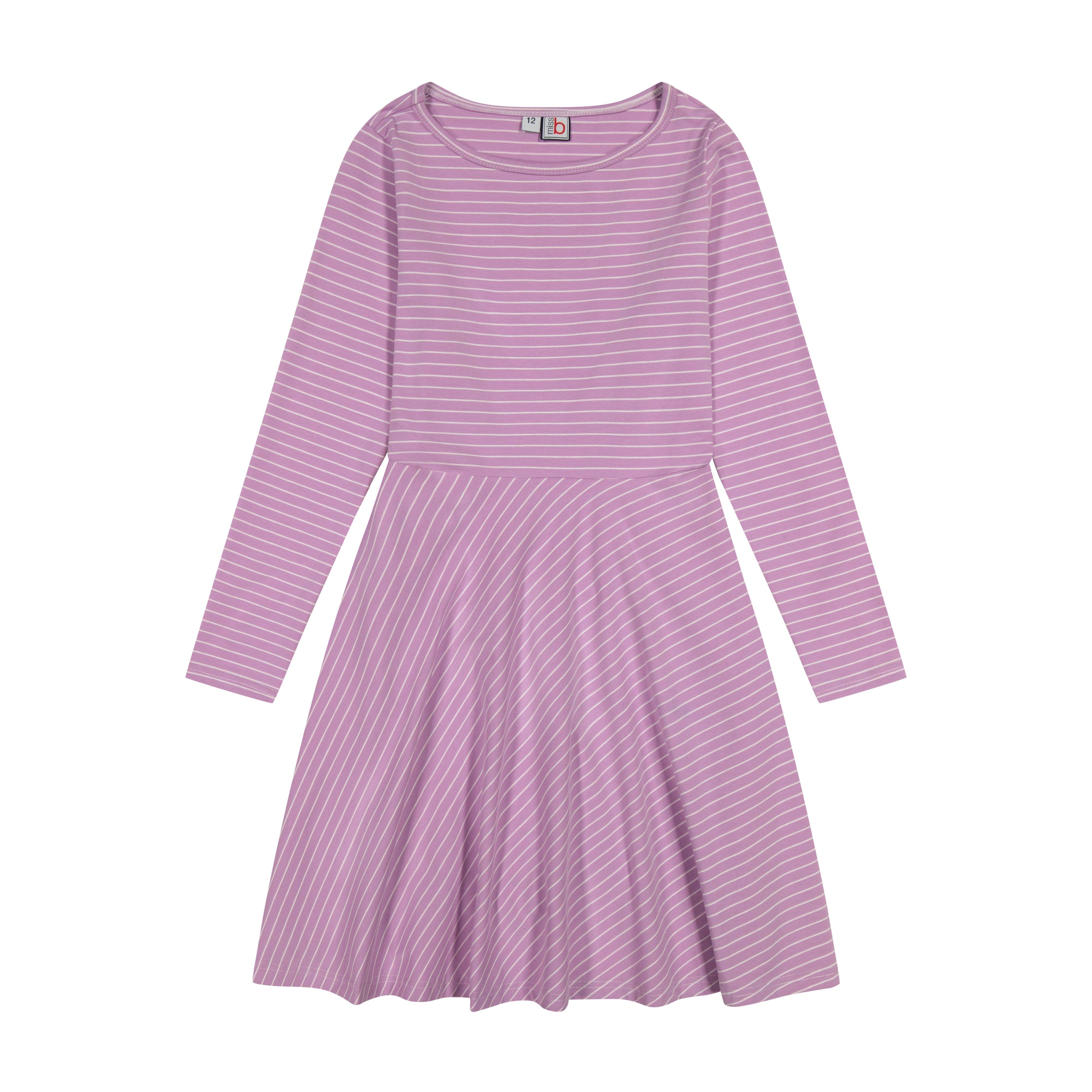 Helena Women's Lavender Striped Circle Skirt Dress - Flowy Midi Skirt for Casual Wear, Summer Outfits & Boho Style