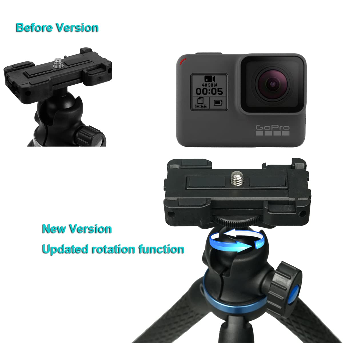 SIOTI Mini Tripod Stand - Flexible Portable Tripod with Adjustable Phone Mount for iPhone, Android, DSLR Camera, GoPro, Projector, Monitor & Ring Light - Perfect for Vlogging, Live Streaming & Photography (Blue)