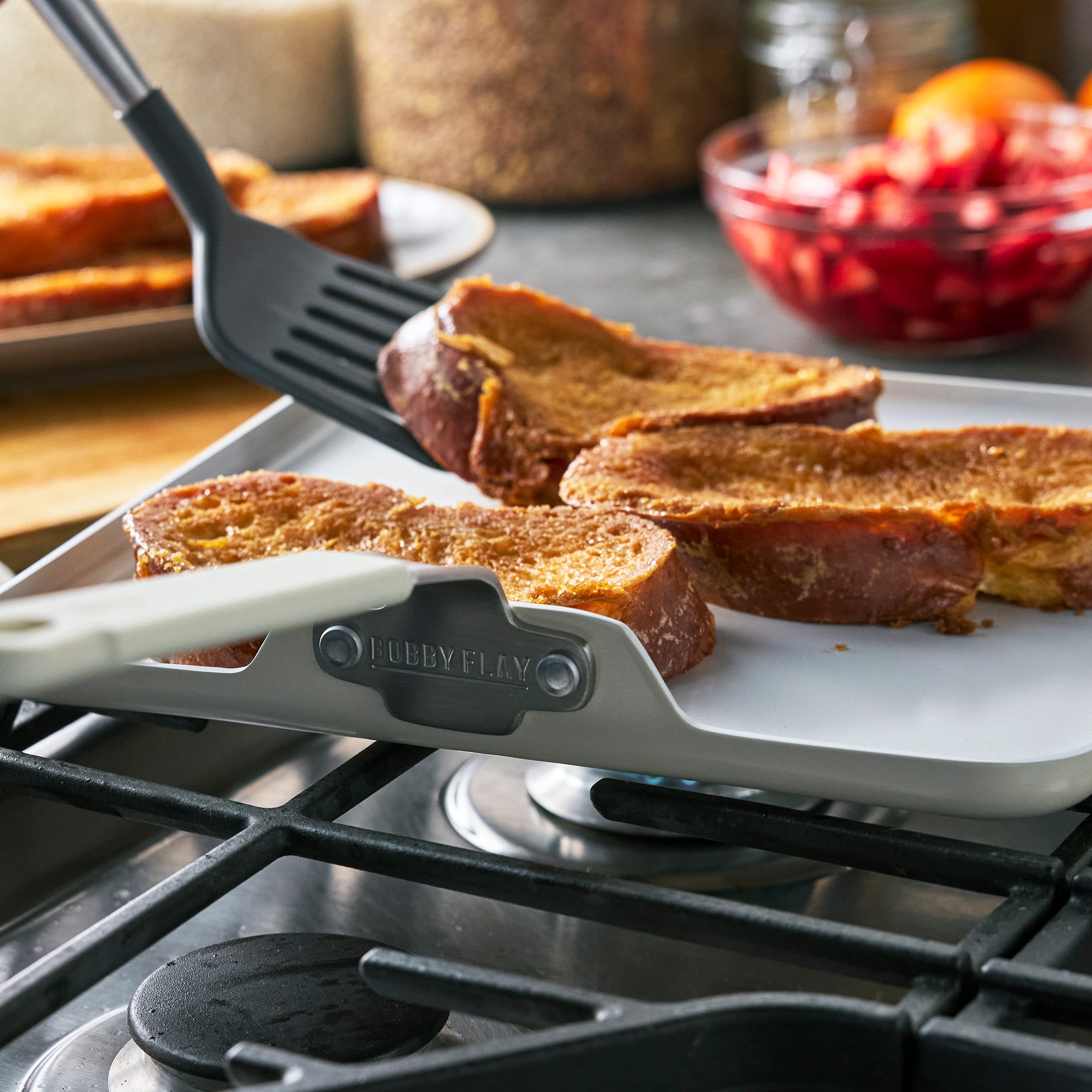 Bobby Flay by GreenPan Professional Ceramic Nonstick 11-Inch Square Griddle Pan - Cream | Healthy Cooking, Pancakes, Eggs & More | Perfect for Stovetop & Oven Use