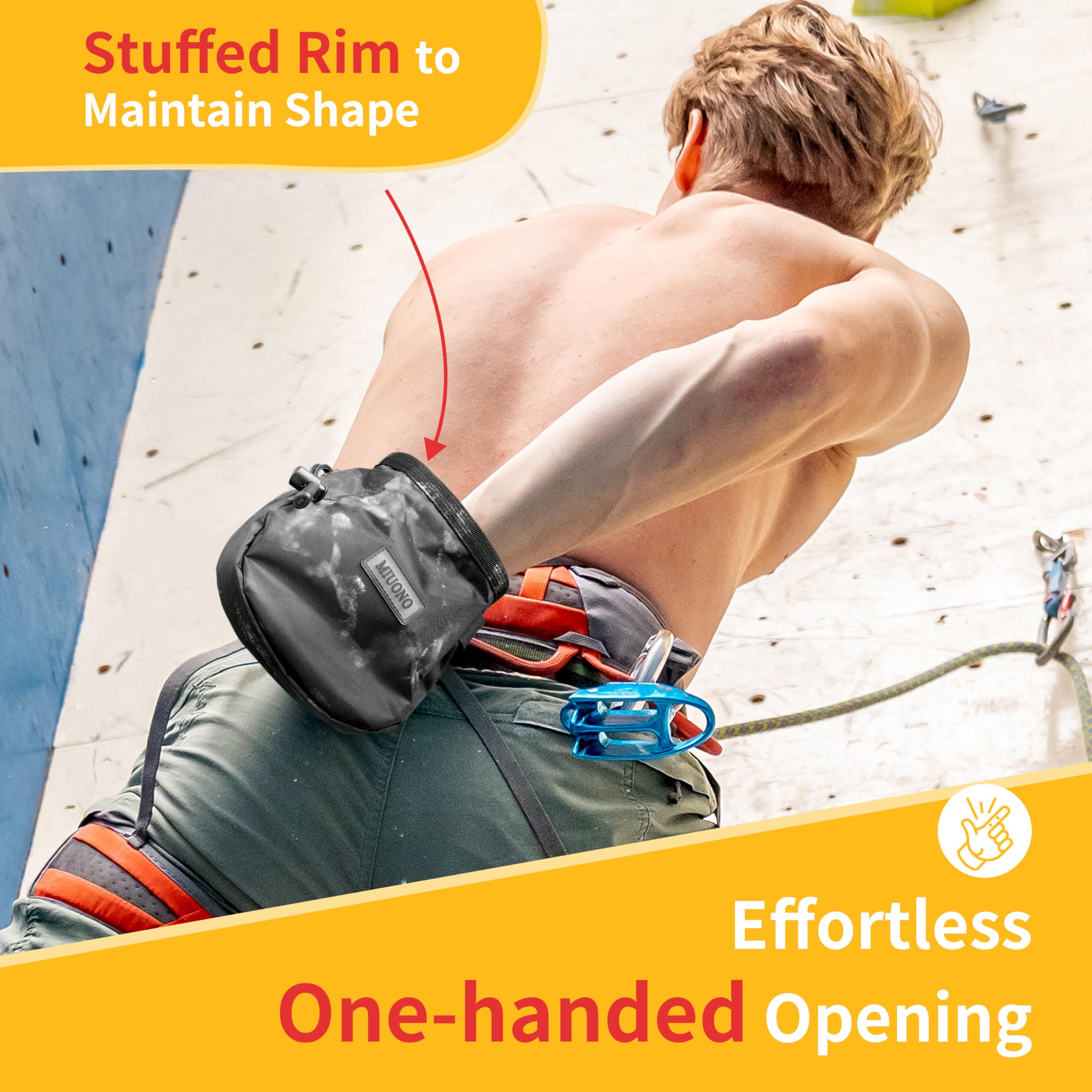 Chalk Bag with 2 Chalk Balls - Adjustable Belt, Carabiner Clip & Zippered Pocket for Rock Climbing, Bouldering, Gymnastics, Weightlifting & CrossFit Training - Perfect for Gym, Outdoor Sports & Fitness Enthusiasts