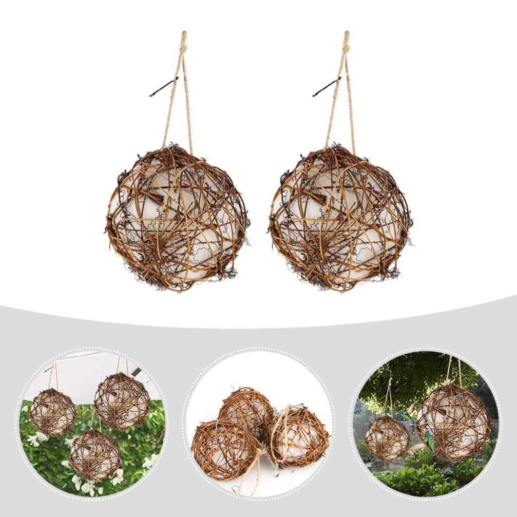 GANAZONO Ceramic Hummingbird Garden Decor - 2 Pack Bird Toys with Nesting Materials for Outdoor Hummingbirds & Parrots | Perfect for Birdhouses, Gardens & Backyard Wildlife Watching