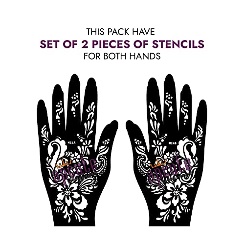 APCUTE Henna Tattoo Stencils for Women & Kids - 2 Piece Easy Apply Mehndi Design Kit (APCUTE-H24) | Perfect for Parties, Weddings & Festive Celebrations