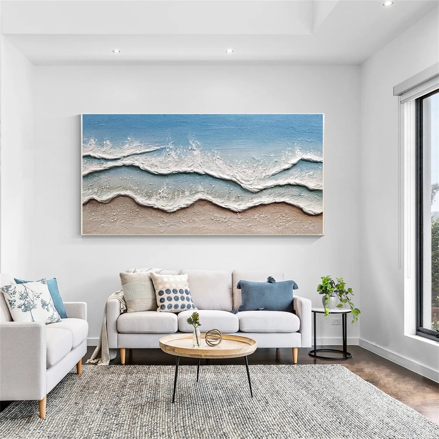 Ocean And Sky Painting #OS 168 - Handmade Canvas Wall Art for Home & Office Decor - Perfect for Living Room, Bedroom or Gift