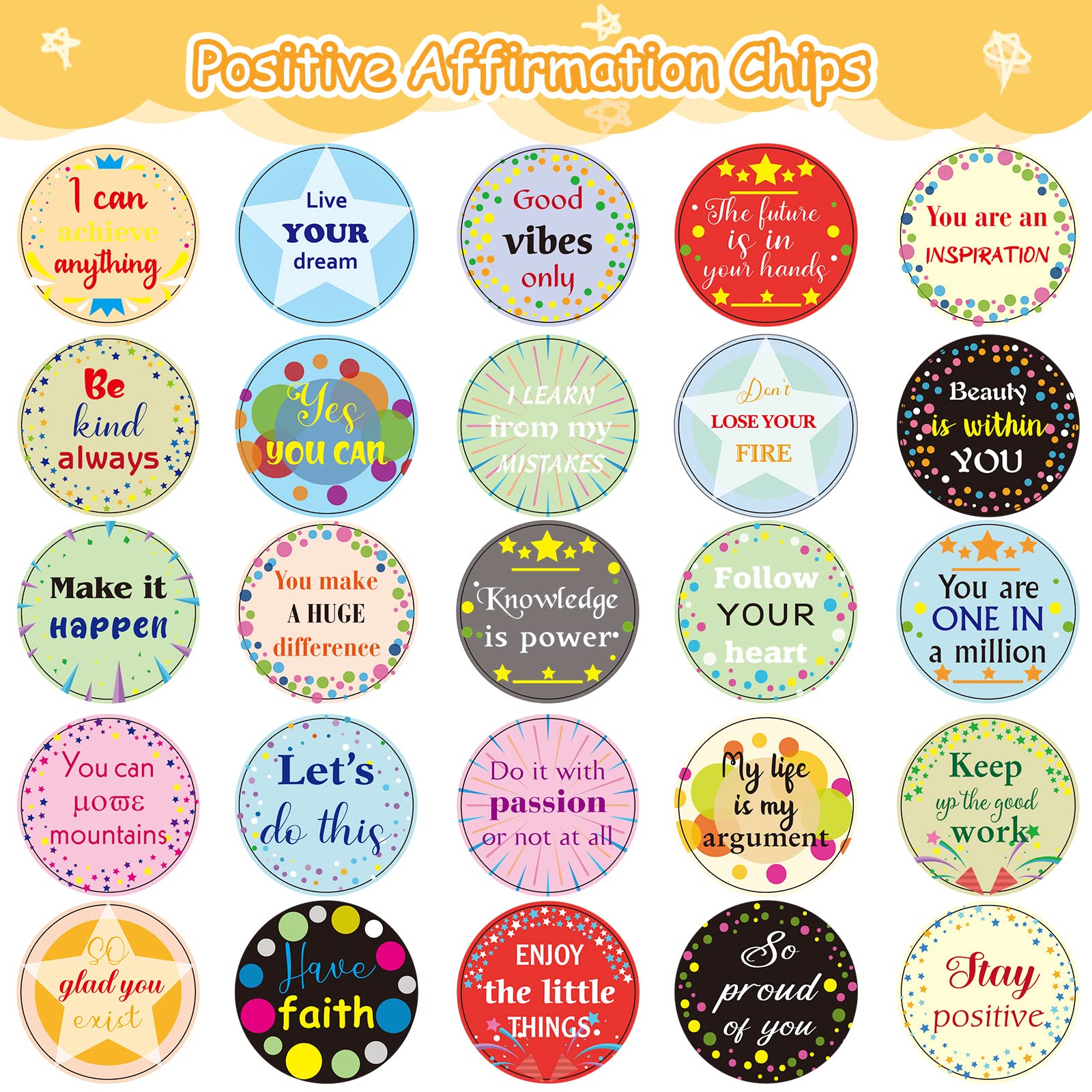 100 Pcs Positive Affirmation Cards with 50 Motivational Sayings - Inspirational Encouragement Cards for Kids, Classroom, Office & School - Cute Style Cardstock Cutouts for Daily Motivation & Self-Esteem Boost