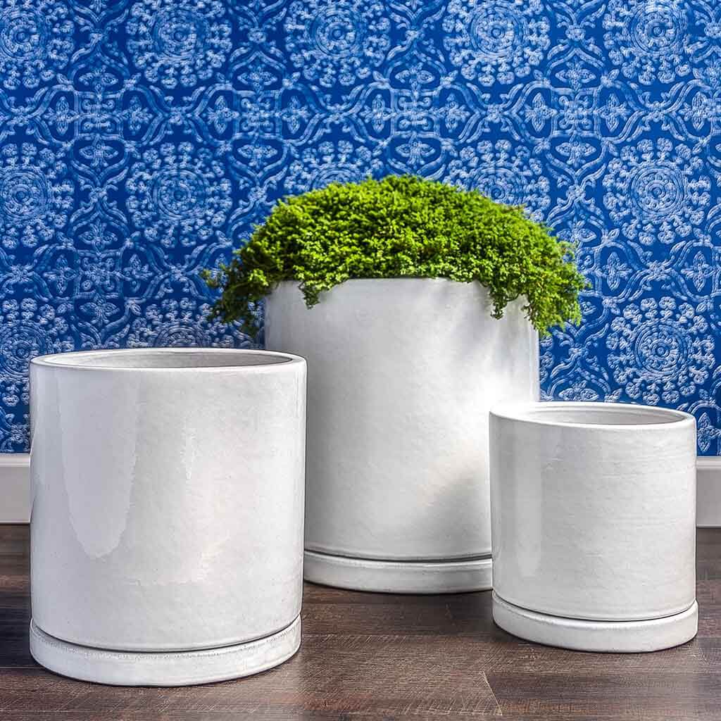 Campania International White I/O Cylinder Vase Set of 3 - Modern Home Decor for Living Room, Dining Table & Wedding Centerpieces