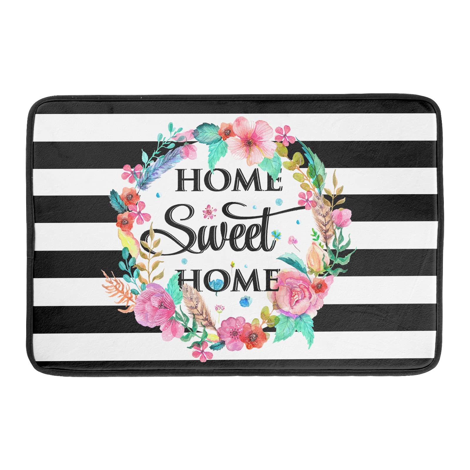 16x18 Inch White and Black Striped Dish Drying Mat - Absorbent Fast Dry Kitchen Accessories for Dishes, Utensils | Perfect for Kitchen Countertops, Sink Areas & Home Decor