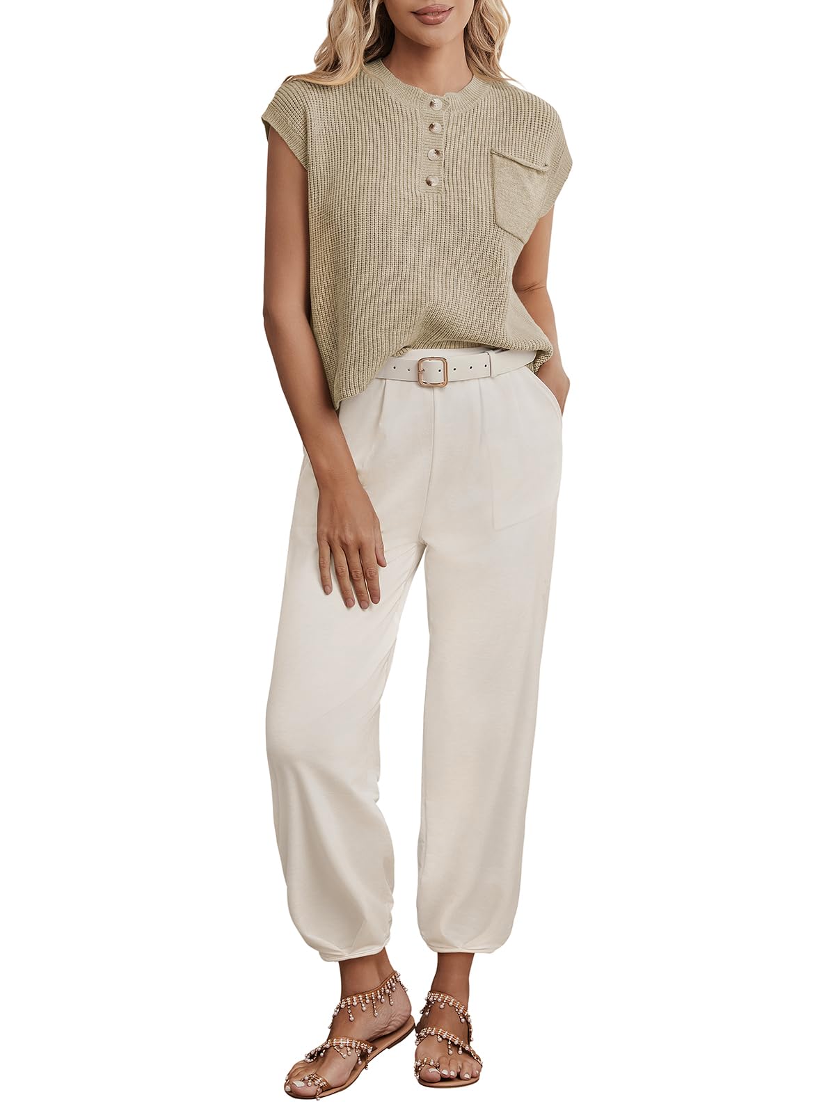 Women's Cozy Knit Sweater and High Waisted Pants Lounge Set - Soft Two Piece Outfit for Home, Yoga & Casual Wear | 2024 Fashion Matching Sets