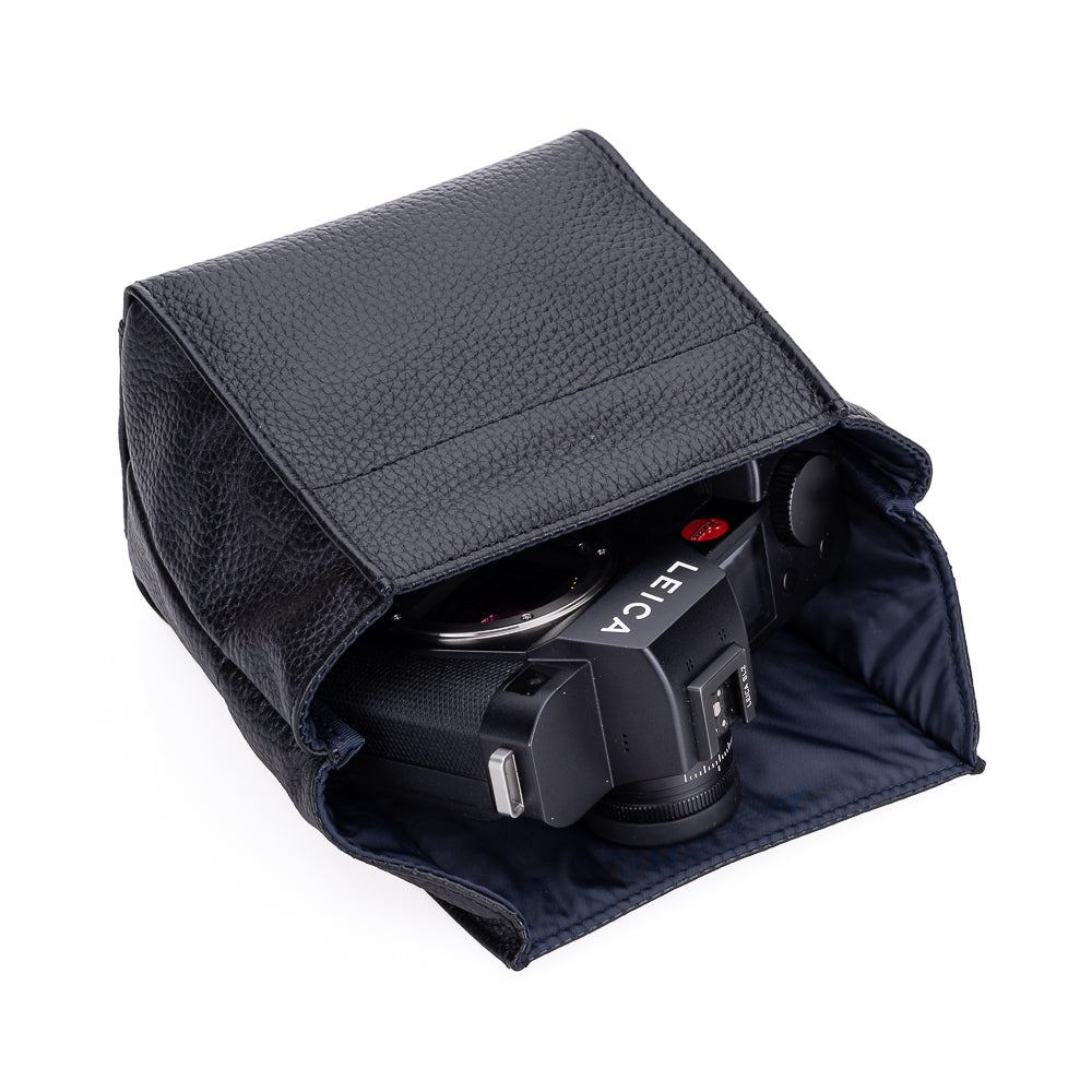 Artisan & Artist ACAM 77 Genuine Leather Camera Body and Lens Wrap Pouch - Black | Compact Protective Case for DSLR, Mirrorless Cameras & Lenses | Perfect for Travel, Hiking & Photography Enthusiasts