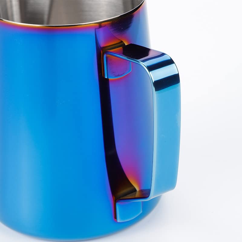 12oz Stainless Steel Milk Frothing Pitcher for Latte Art - 18/8 Food Grade Espresso & Cappuccino Frother (350ml, Blue) - Perfect for Home Baristas & Coffee Shops