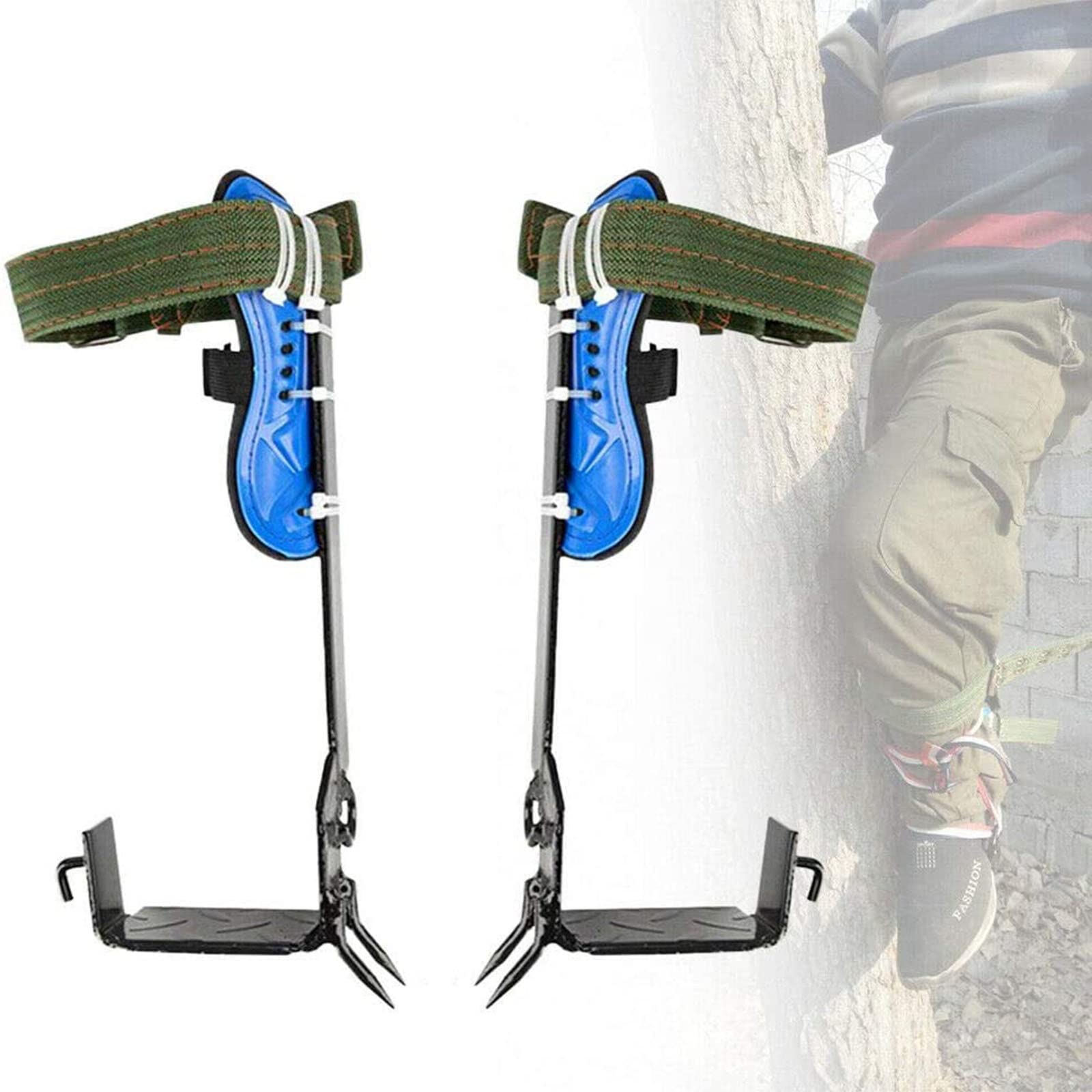 Professional Tree Climbing Spikes Set with Adjustable Lanyard & Safety Belt - 2 Gear Pole Climbing Equipment for Arborists, Rescue Workers & Outdoor Enthusiasts - Perfect for Tree Trimming, Utility Work & Emergency Rescue Operations
