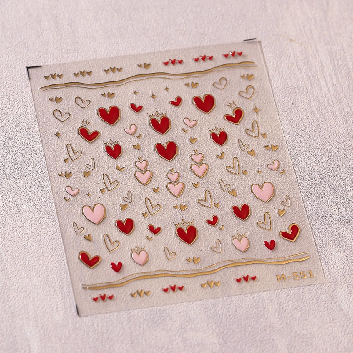5D Heart Nail Art Stickers - Valentine's Day Pink Red Gold Embossed Empty Heart Nail Decals for Manicure & Nail Art Decorations | Perfect for DIY Nails, Parties, Weddings & Special Occasions