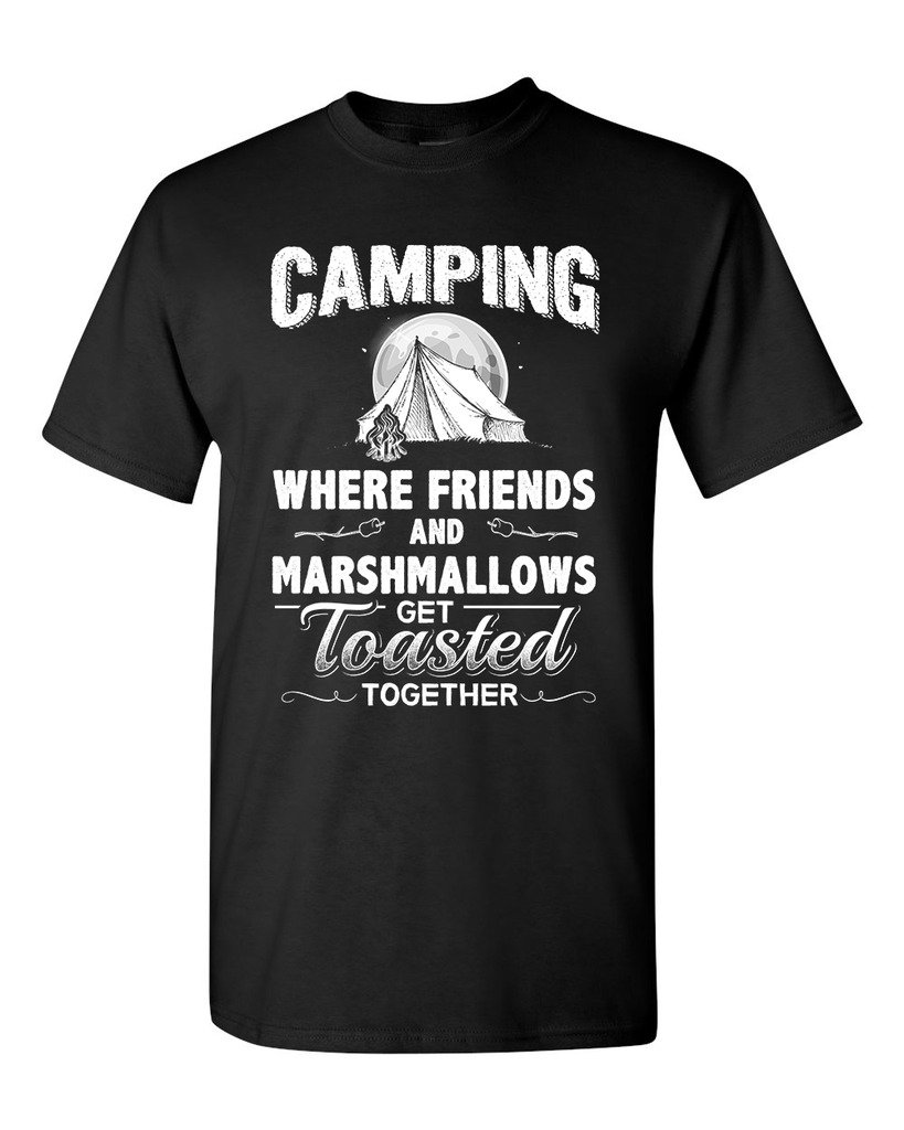 Funny Camping T-Shirt for Adults - 'Where Friends and Marshmallows Get Toasted Together' Graphic Tee - Perfect for Outdoor Adventures, Campfire Parties & Gifts