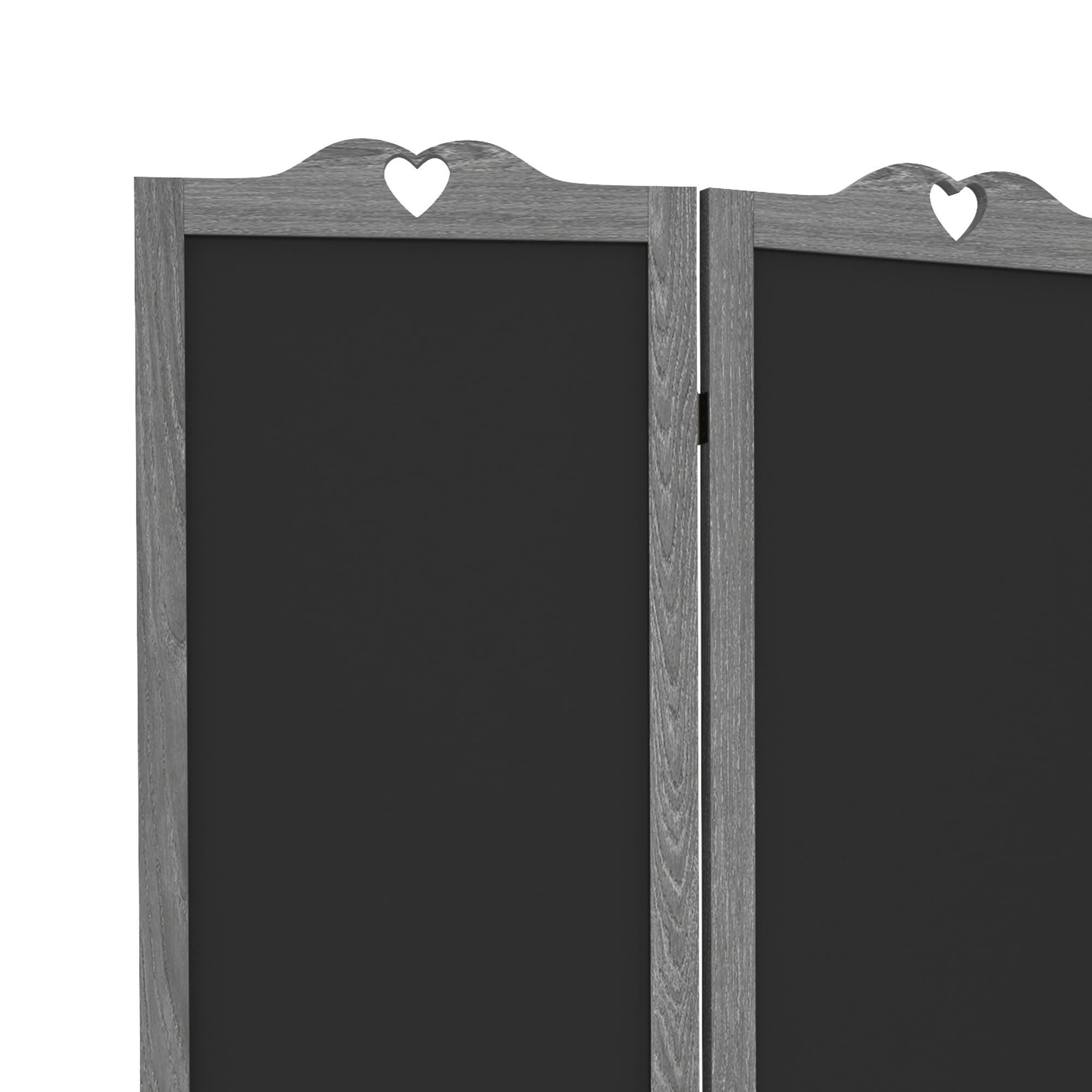 HOMCOM 4-Panel Folding Room Divider with Blackboard - 5.5 Ft Tall Freestanding Privacy Screen for Bedroom, Office, or Classroom - Gray - Perfect for Space Partition, Home Decor, and Creative Writing Surfaces
