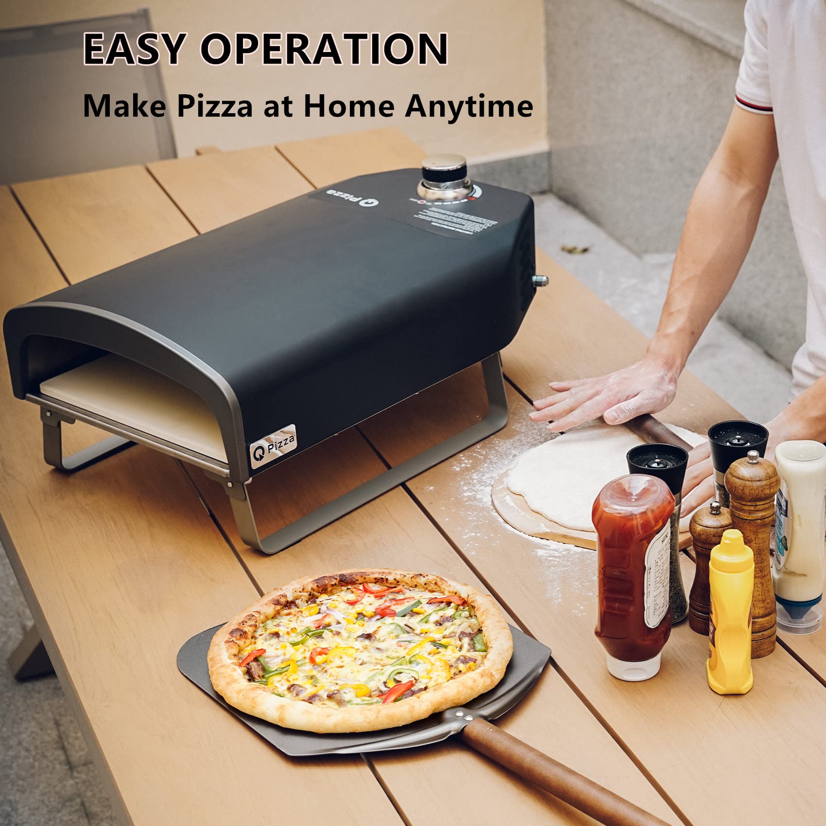 Portable Gas Pizza Oven for Outdoor Cooking - 13x13 Inch Pizza Stone Included | Backyard Pizza Maker for Parties, Camping & Picnics | Perfect Outdoor Kitchen Accessory & Gift Idea (Model PS100)