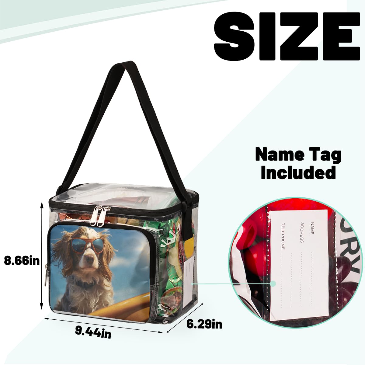GzLeyigou Clear Dog Surfboard Tote Bag with Handles - Transparent Crossbody Shoulder Bag for Pets, Perfect for Beach, Surfing, Outdoor Travel, Picnic, Concerts & Sports Events | Stadium Approved Pet Carrier & Lunch Bag