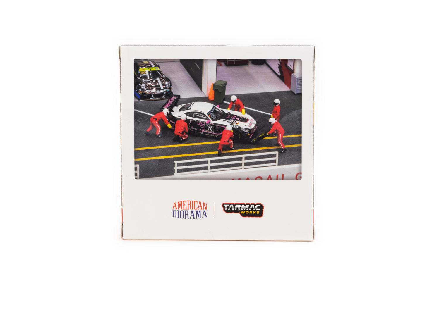 American Diorama x Tarmac Works 1/64 Scale Pit Crew Red Figures Set - COLLAB64 - Perfect for Model Car Displays & Diorama Scenes