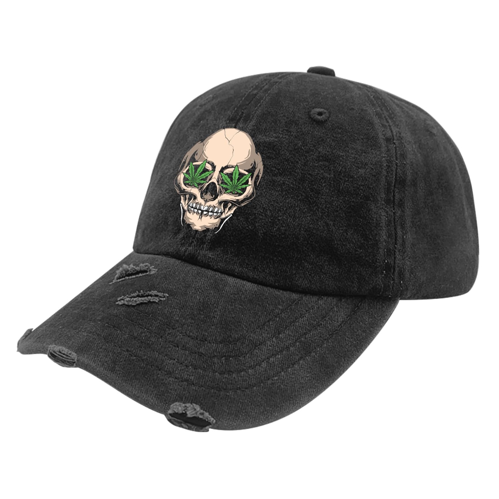 Cool Skeleton Cannabis Trucker Hat - All Black Army Style Golf Cap for Men - Perfect for Workouts, Outdoor Activities & Gifts