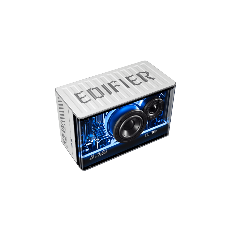 Edifier QD35 White Bluetooth Speaker with RGB Lights - Wireless Tabletop Speaker for Home, Office, Gaming & Party Use