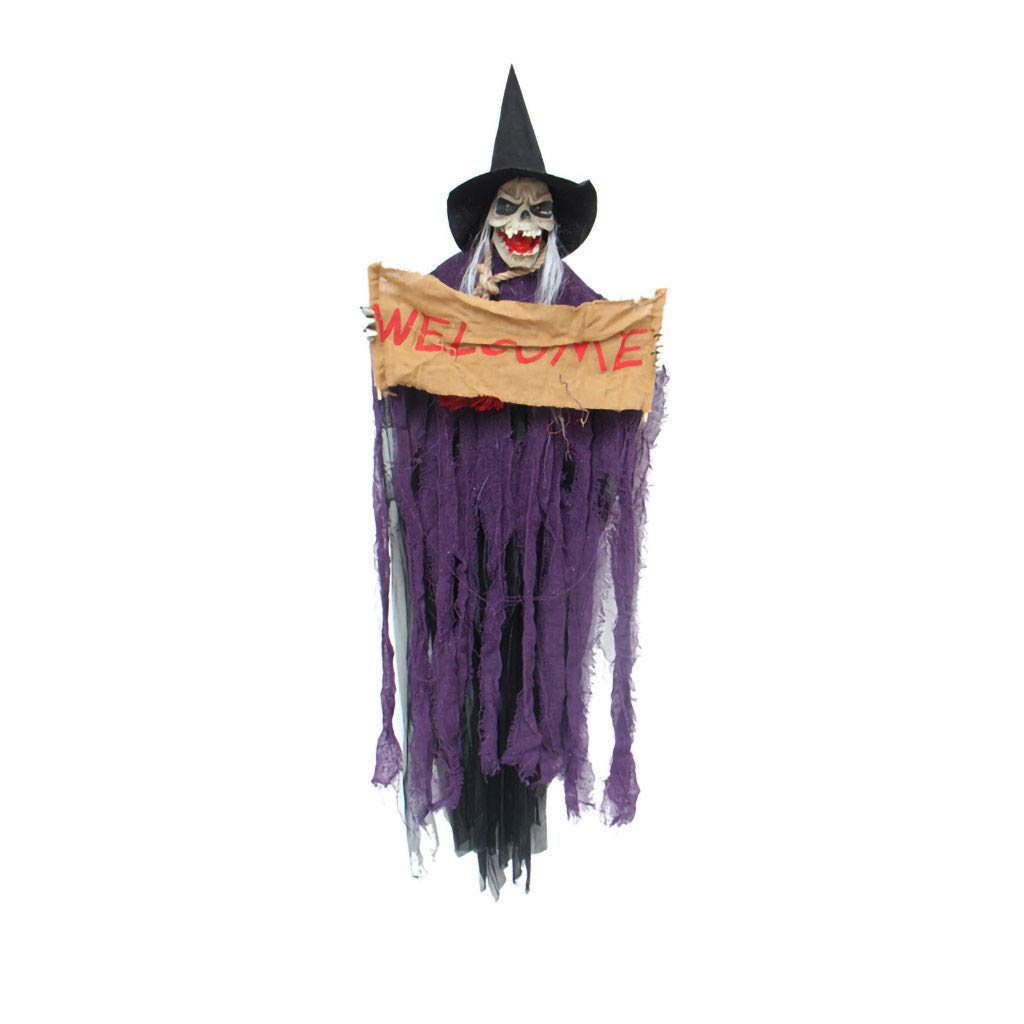 Spooky Halloween Welcome Banner - Scary Ghost Hanging Decor for Halloween Party, Haunted House & Horror Theme Park Props - Perfect for Indoor & Outdoor Halloween Decorations