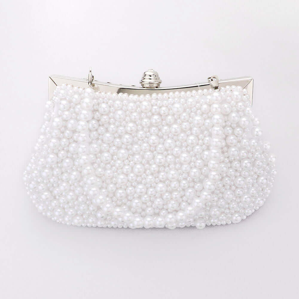 Elegant White Pearl Cluster Evening Bag - Tote, Clutch & Crossbody Purse for Women | Perfect for Parties, Weddings & Special Occasions