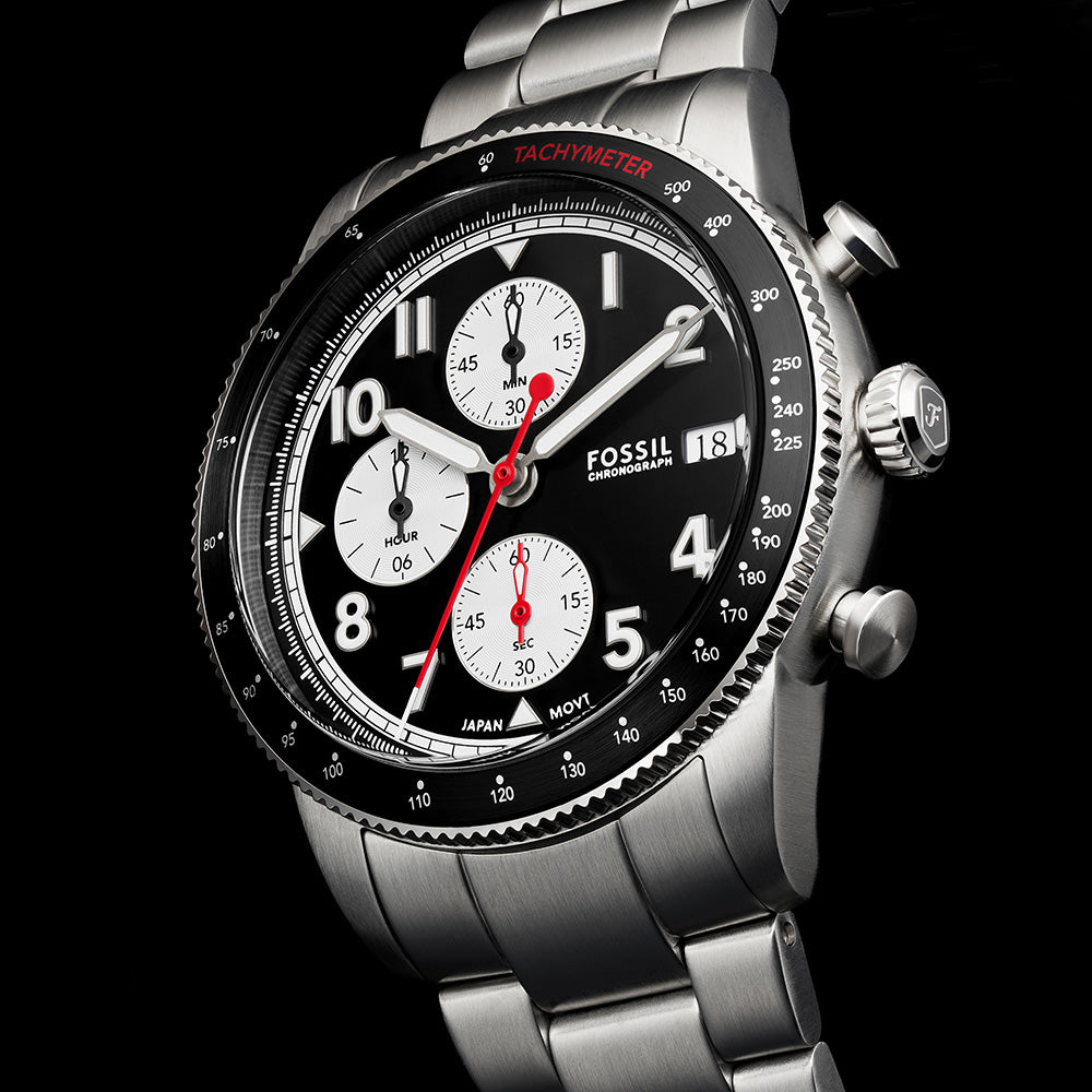 Fossil Sport Tourer FS6045 Chronograph Watch for Men - Waterproof Stainless Steel Casual & Dress Watch - Perfect for Outdoor Activities, Work & Formal Events
