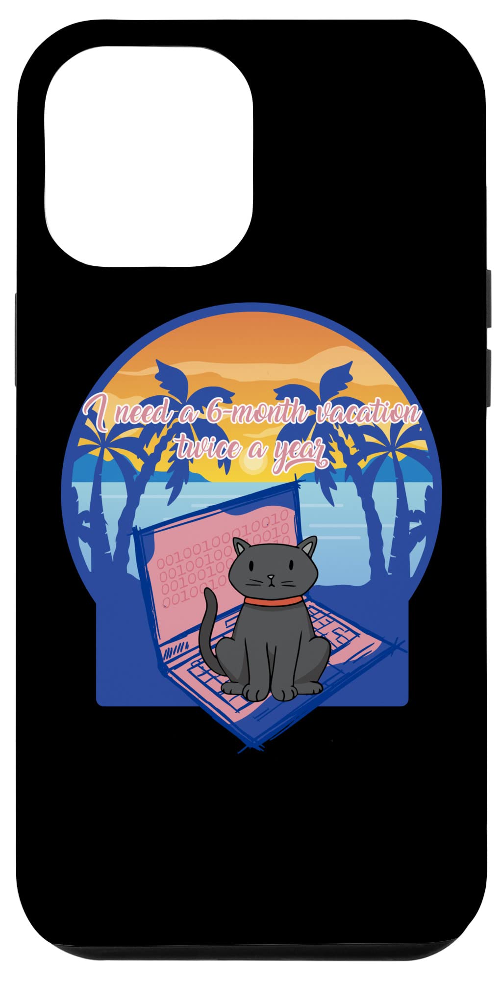 iPhone 12 Pro Max Case - Stylish Cat Digital Nomad Design for Vacation & Beach Use - Durable Protective Cover for Work & Travel