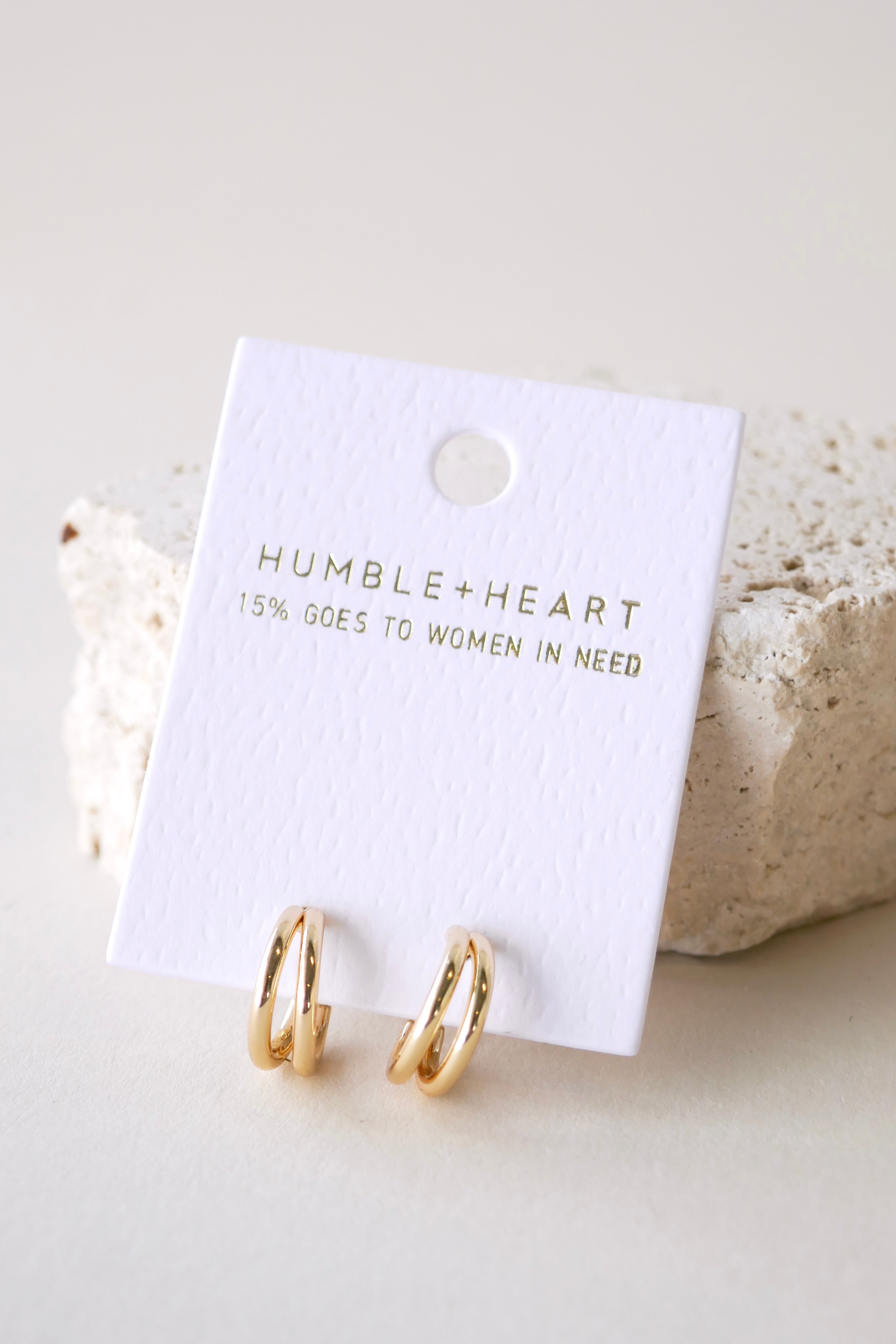Double Loop Gold Earrings for Women - 14K Gold Plated Hoop Earrings, Dainty Minimalist Jewelry for Everyday Wear, Gift for Her - Perfect for Parties, Weddings & Office