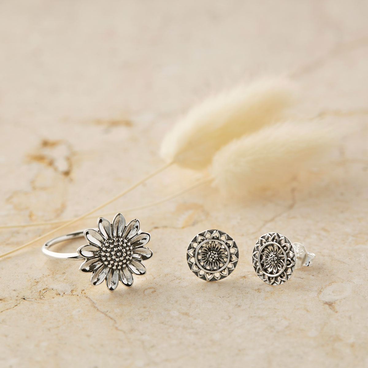 Sunflower Mantra Stud Earrings - Spiritual Boho Jewelry for Women - Perfect for Yoga, Meditation & Everyday Wear