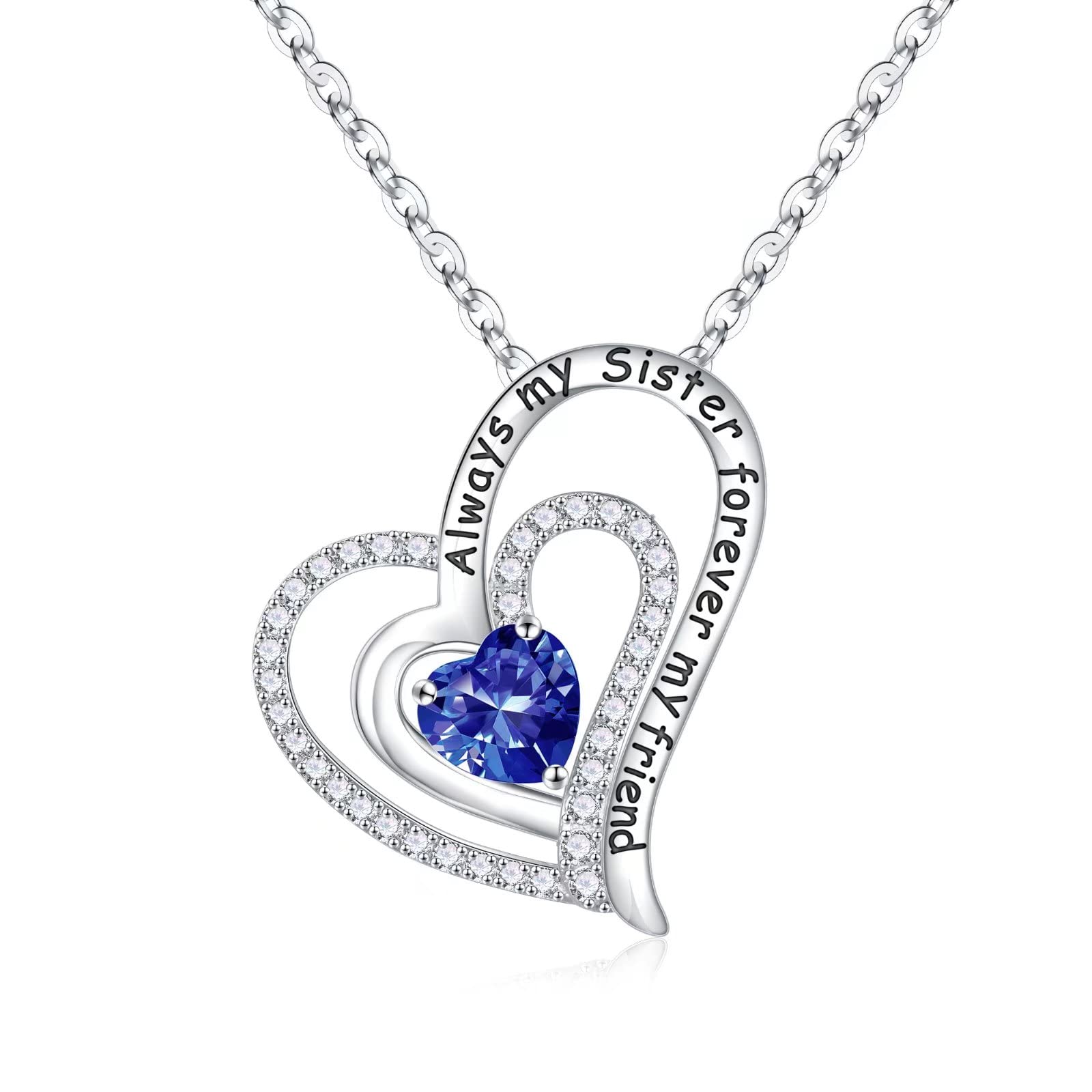 Birthstone Necklace for Women - Sterling Silver Heart Pendant Jewelry Gift for Mom, Wife, Girlfriend, Daughter | Personalized Birthday, Mother's Day & Anniversary Present | Perfect for Special Occasions & Everyday Wear
