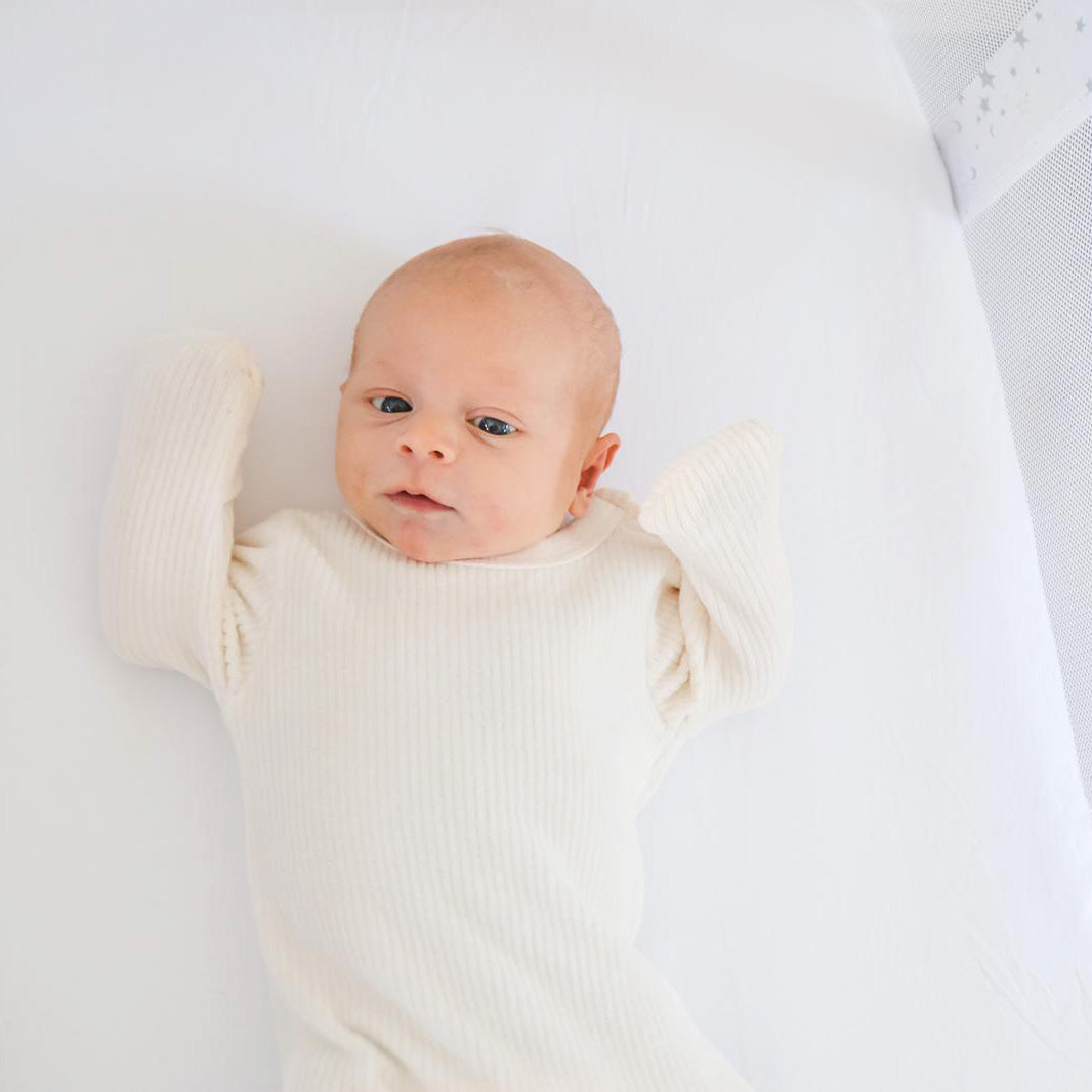 Organic Bamboo Fitted Crib Sheet for Baby Bassinet & Bedside Sleeper - Soft Jersey Knit, Breathable & Hypoallergenic - Perfect for Nursery, Co-Sleeping & Travel