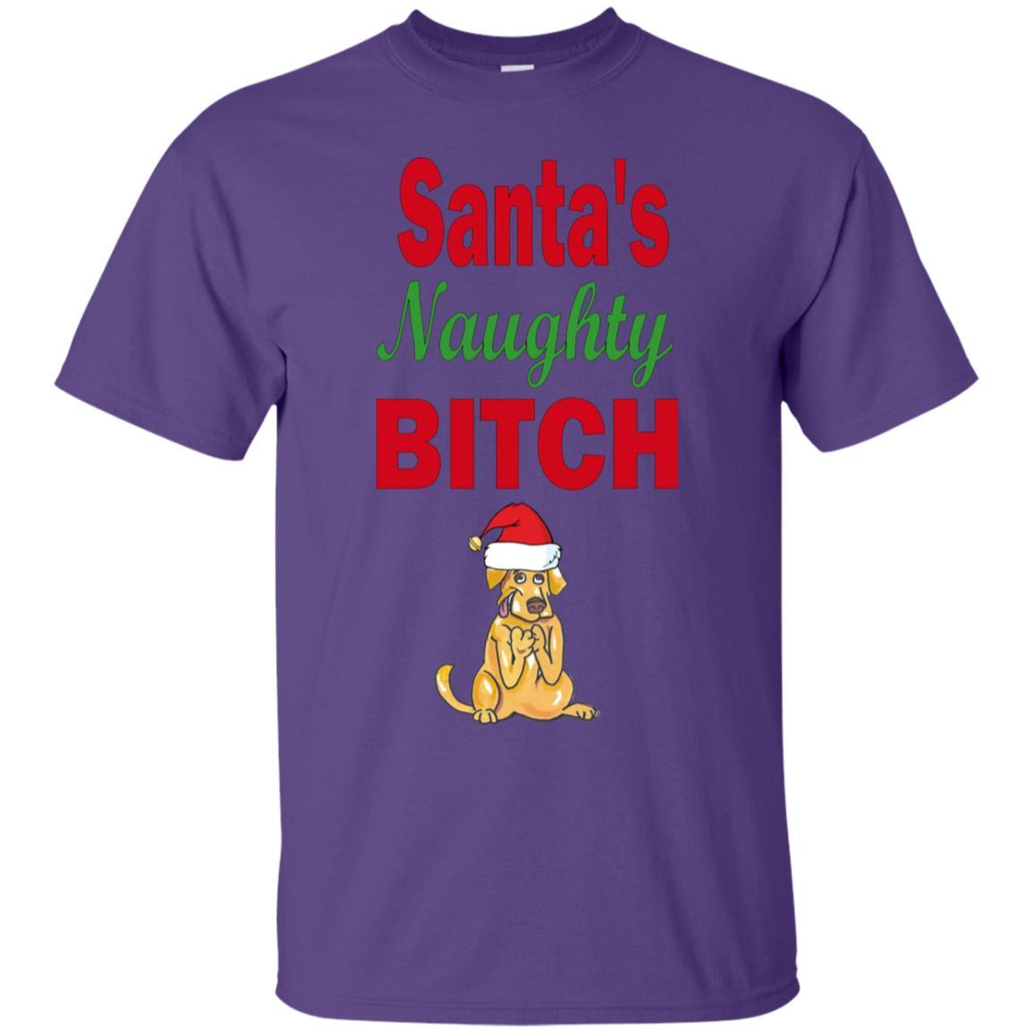 Santa's Naughty Bitch Cotton T-Shirt | Funny Christmas Party Outfit | WineyBitches.co | Perfect for Holiday Gatherings & Ugly Sweater Parties
