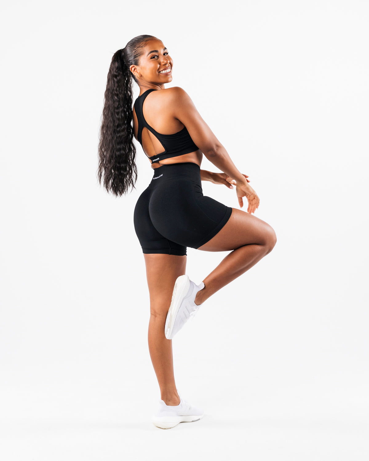 Amplify Contour Short 5 - High Waisted Workout Shorts for Women, Black | Perfect for Yoga, Running & Gym Training